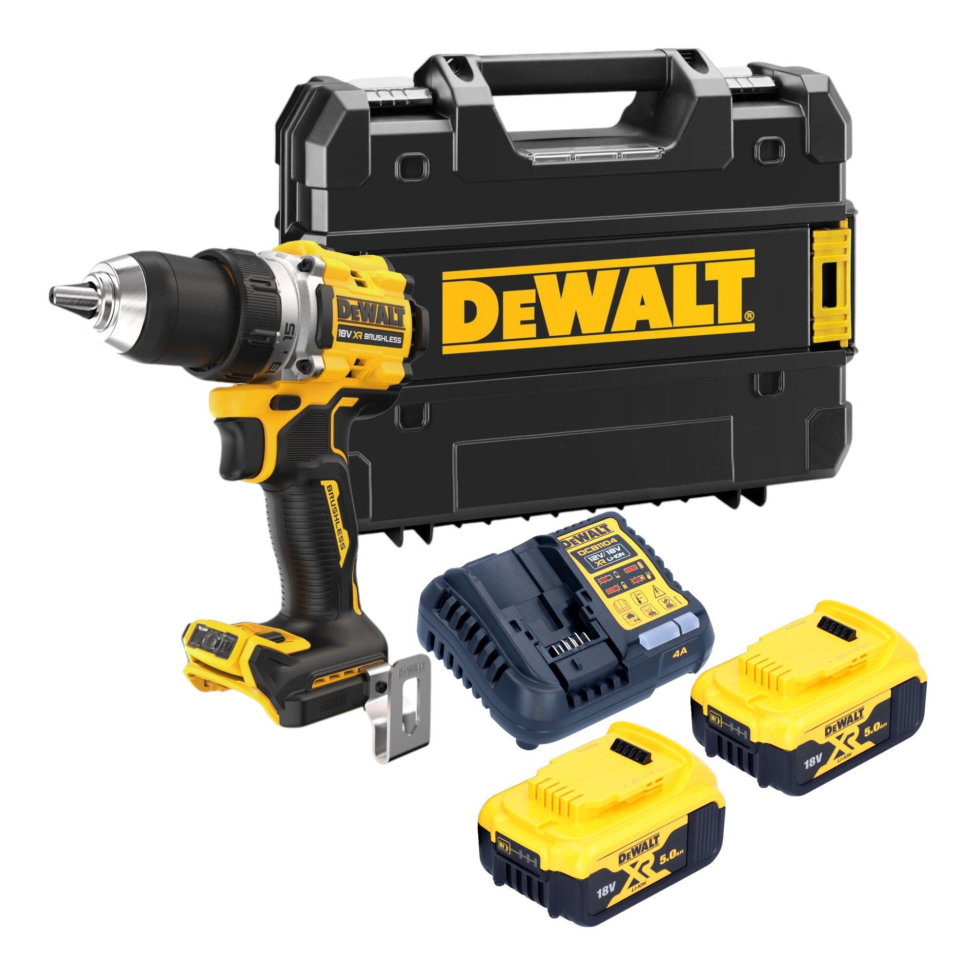 DeWalt Akku-Schrauber DCD 800 P2T Akku Bohrschrauber 18 V 90 Nm Brushless + 2x Akku 5,0 Ah