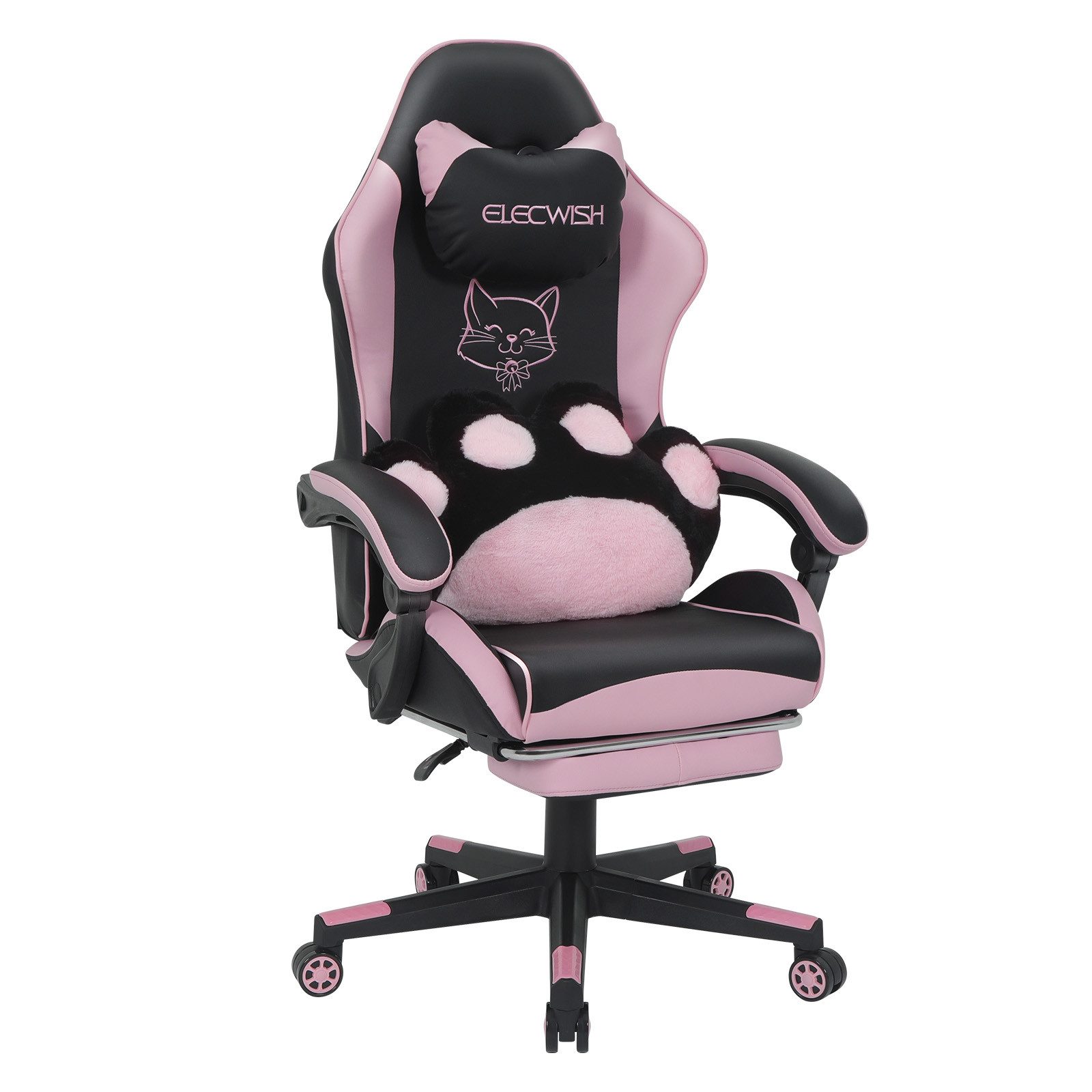 Puluomis Gaming-Stuhl Bürostuhl Ergonomisch mit Katzenpfote Lendenkissen un günstig online kaufen