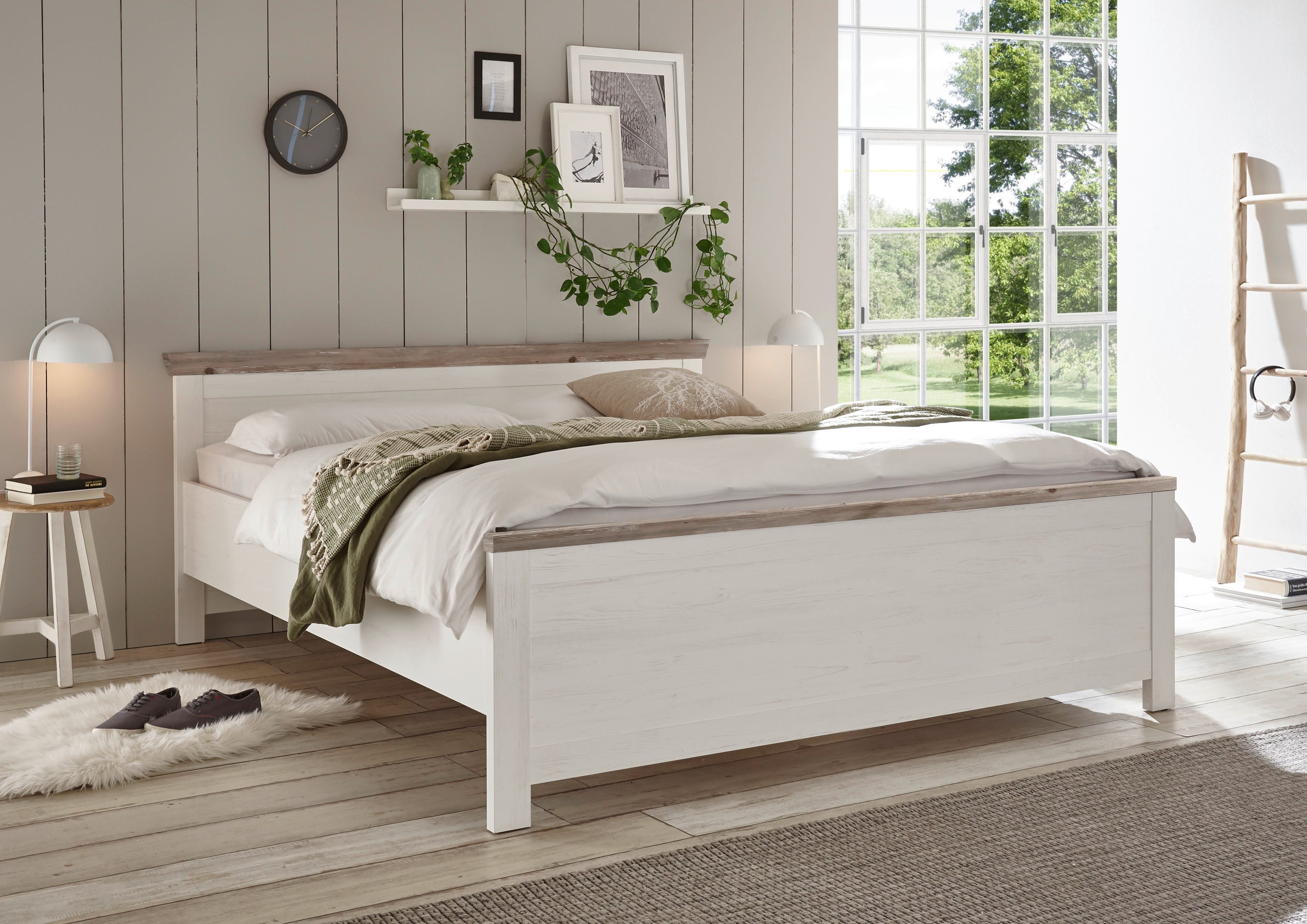 Home affaire Bett Florenz Doppelbett Landhausstil Bettgestell (100,140 oder 180/200cm), aus FSC®-zertifiziertem Holzwerkstoff, in 3 Breiten