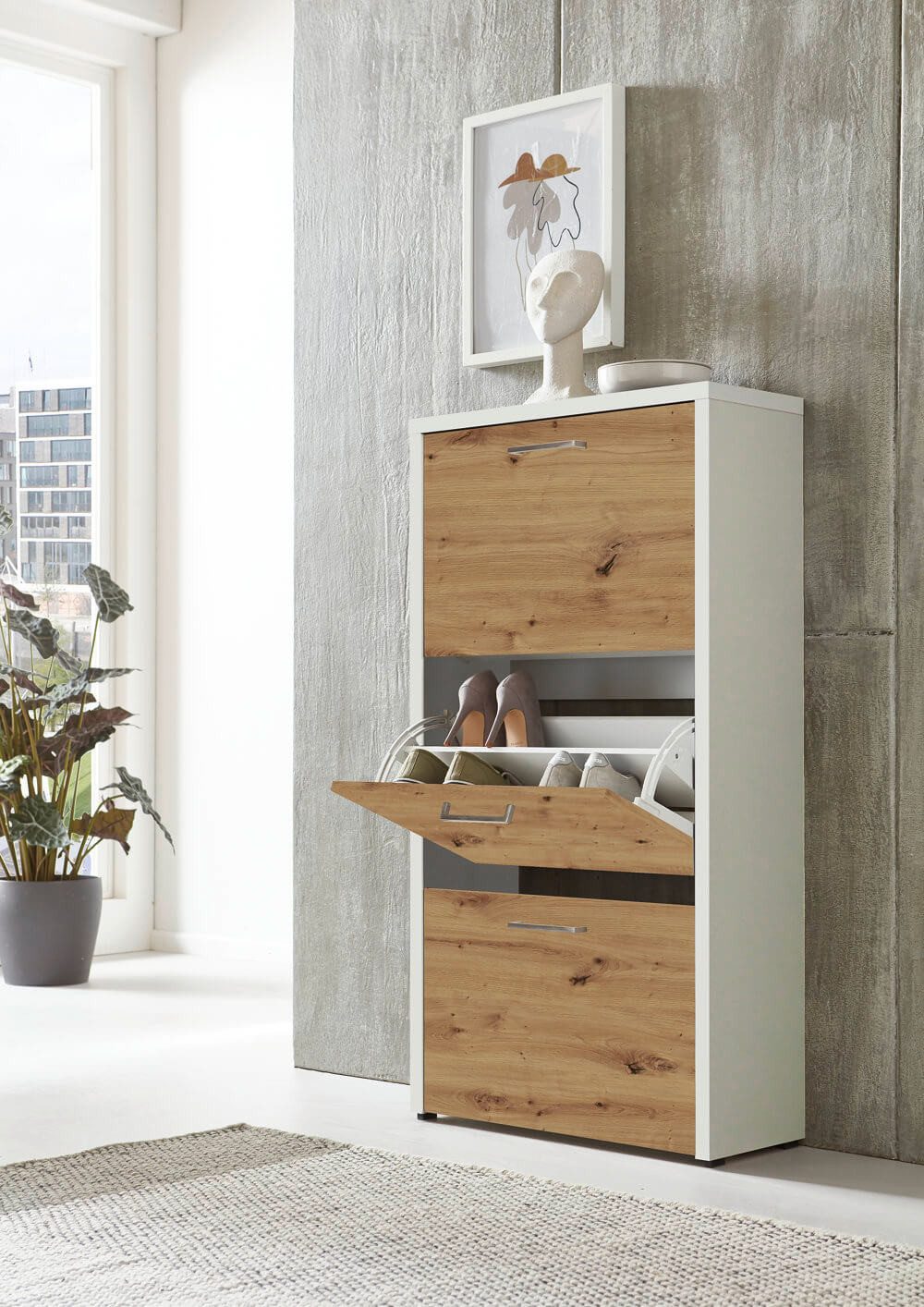 moebel-dich-auf Schuhkipper LYON (3 Klappen, Doppelwalze), Metallgriffe