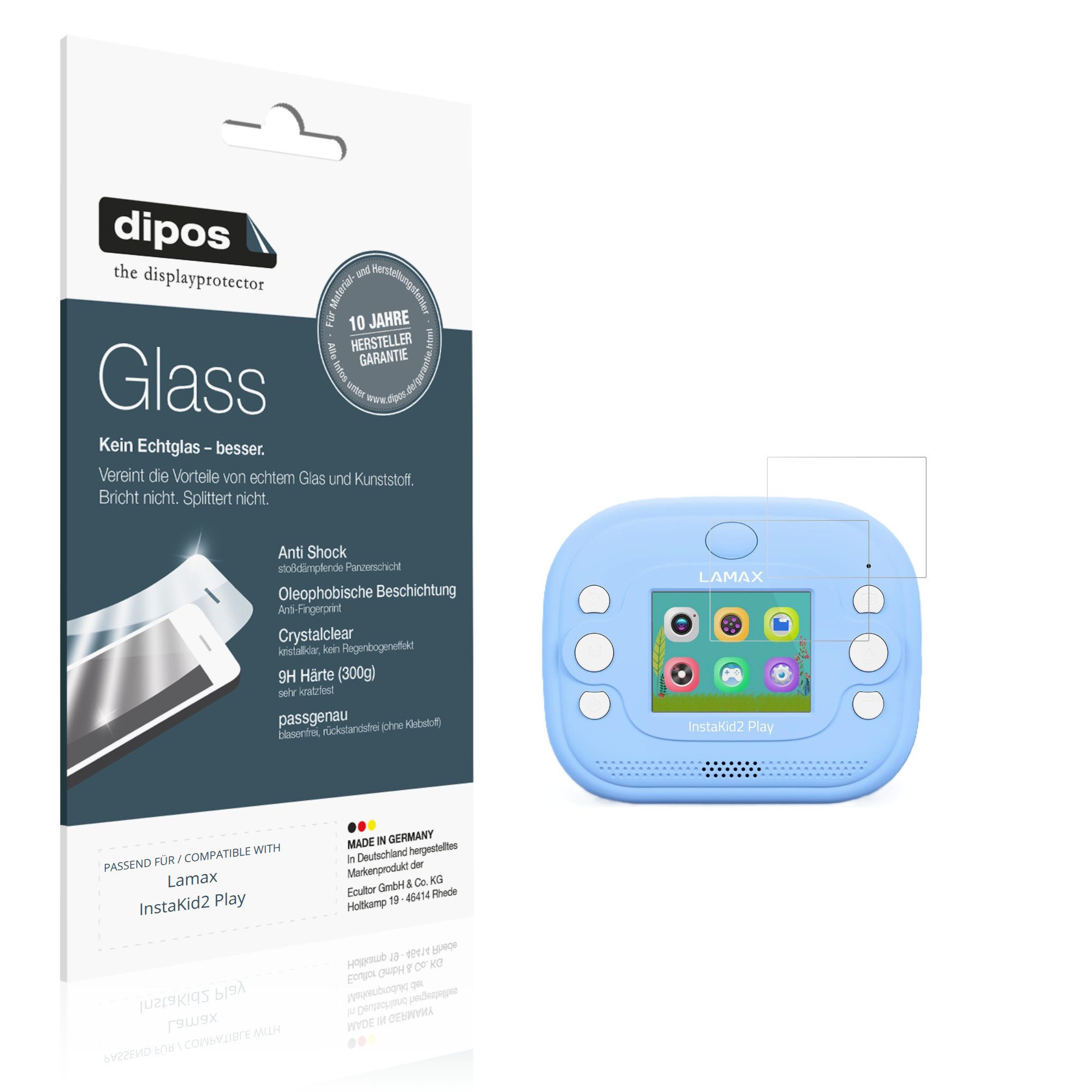 dipos Displayschutzfolie Schutzfolie für Lamax InstaKid2 Play, 2 Stück, Displayschutz Schutz Folie Made in Germany