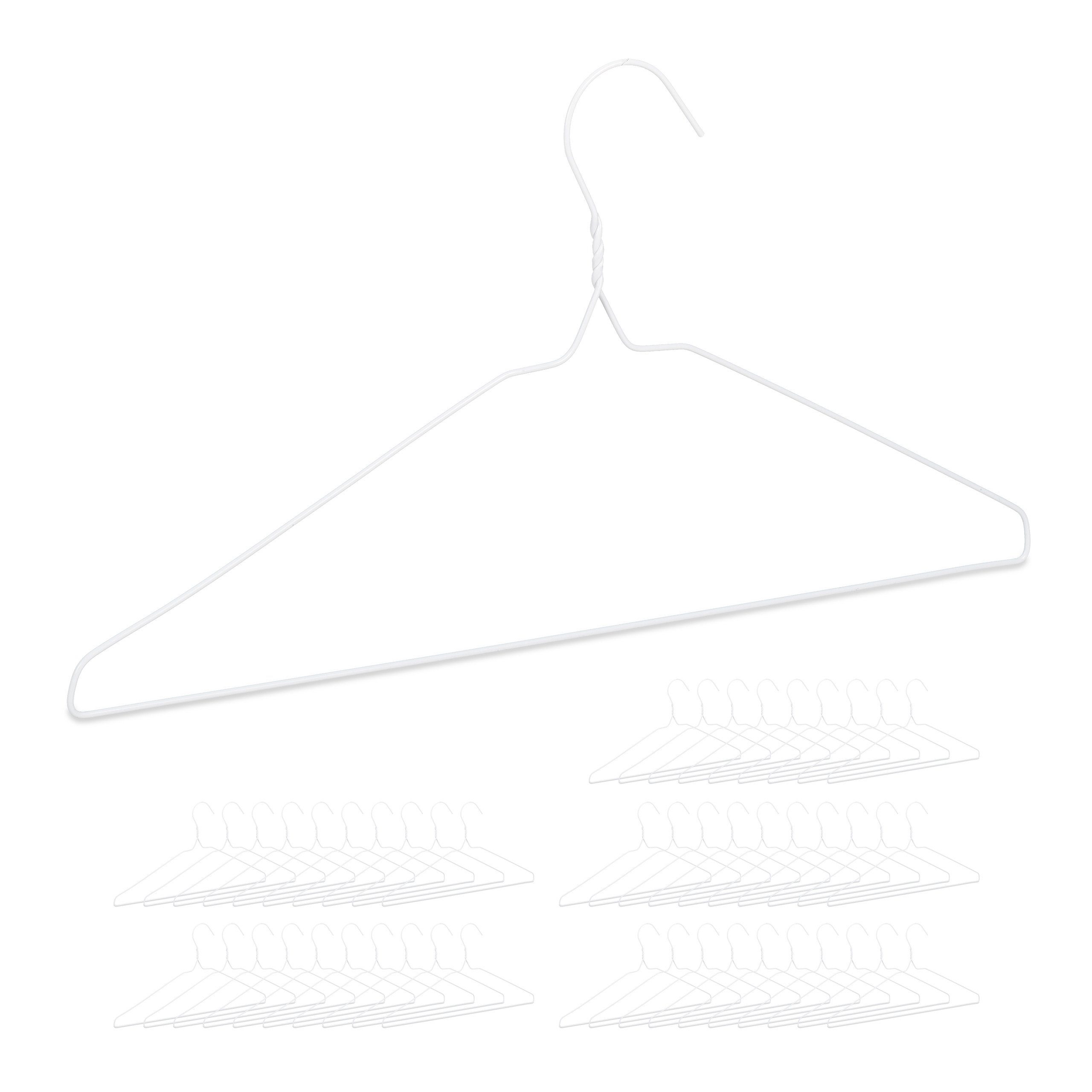 relaxdays Kleiderbügel Drahtbügel 50er Set, Weiß günstig online kaufen