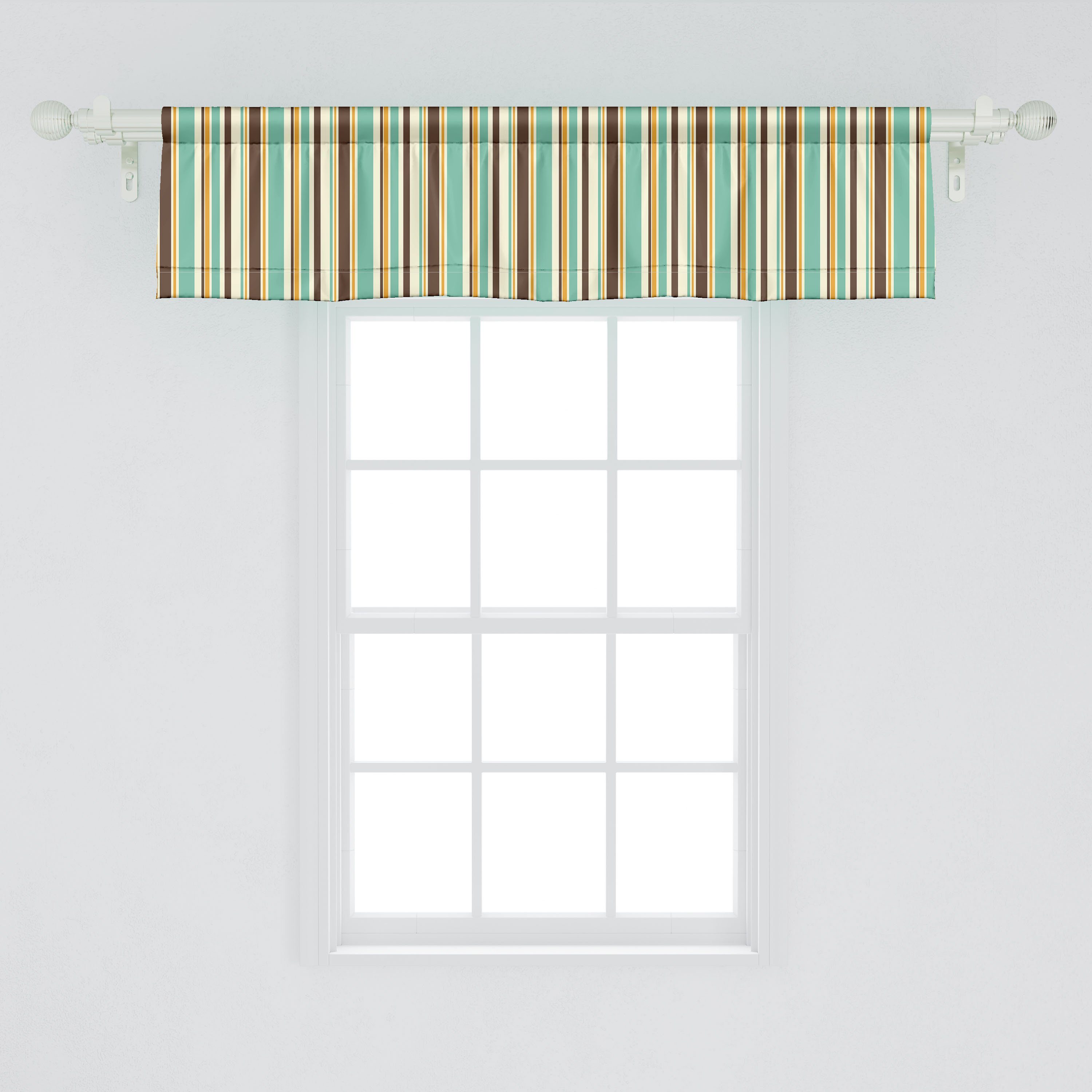Scheibengardine Vorhang Volant für Küche Nostalgische Microfaser, Dekor mit Mode-Kunst Abakuhaus, Gestreift Stangentasche, Schlafzimmer