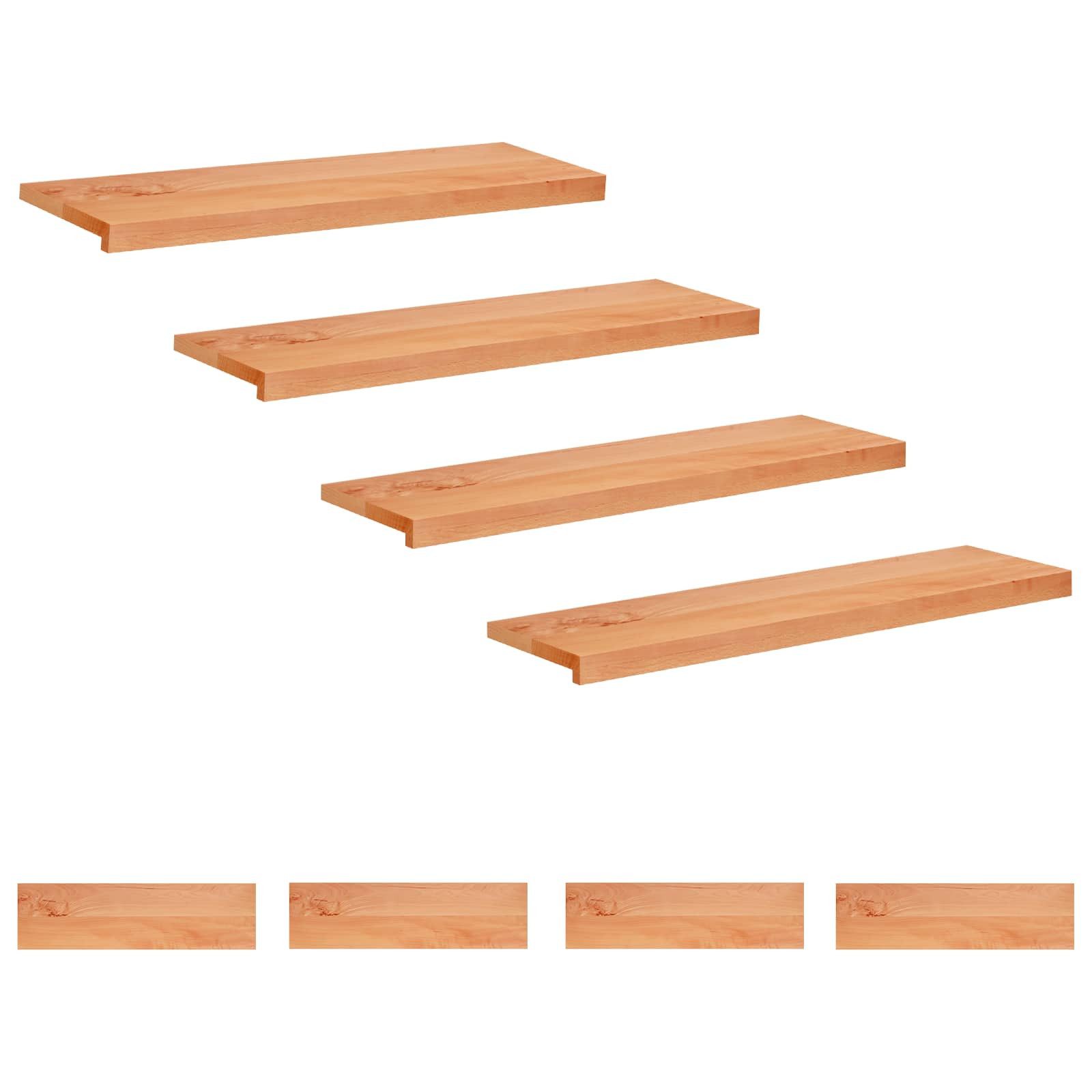 vidaXL Stufenmatte Treppenstufen 8 stk. 100 x 25 x 2 cm Lack Massivholz Buche, Höhe: 2 mm