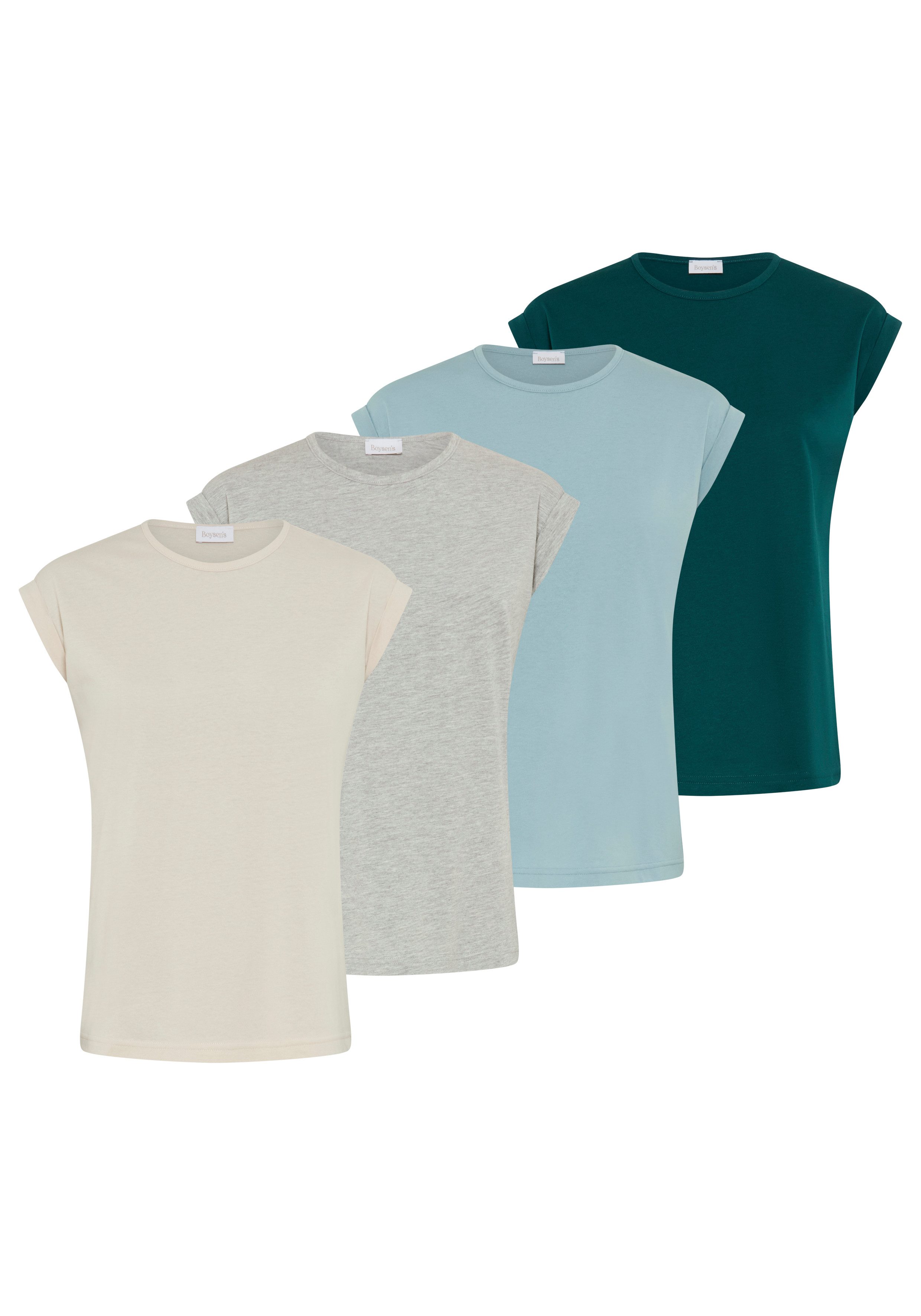 Boysen's T-Shirt (4er-Pack) figurumspielende Passform, Rundhalsausschnitt. € 45,99, (€ 11,50 pro 1 Stk).