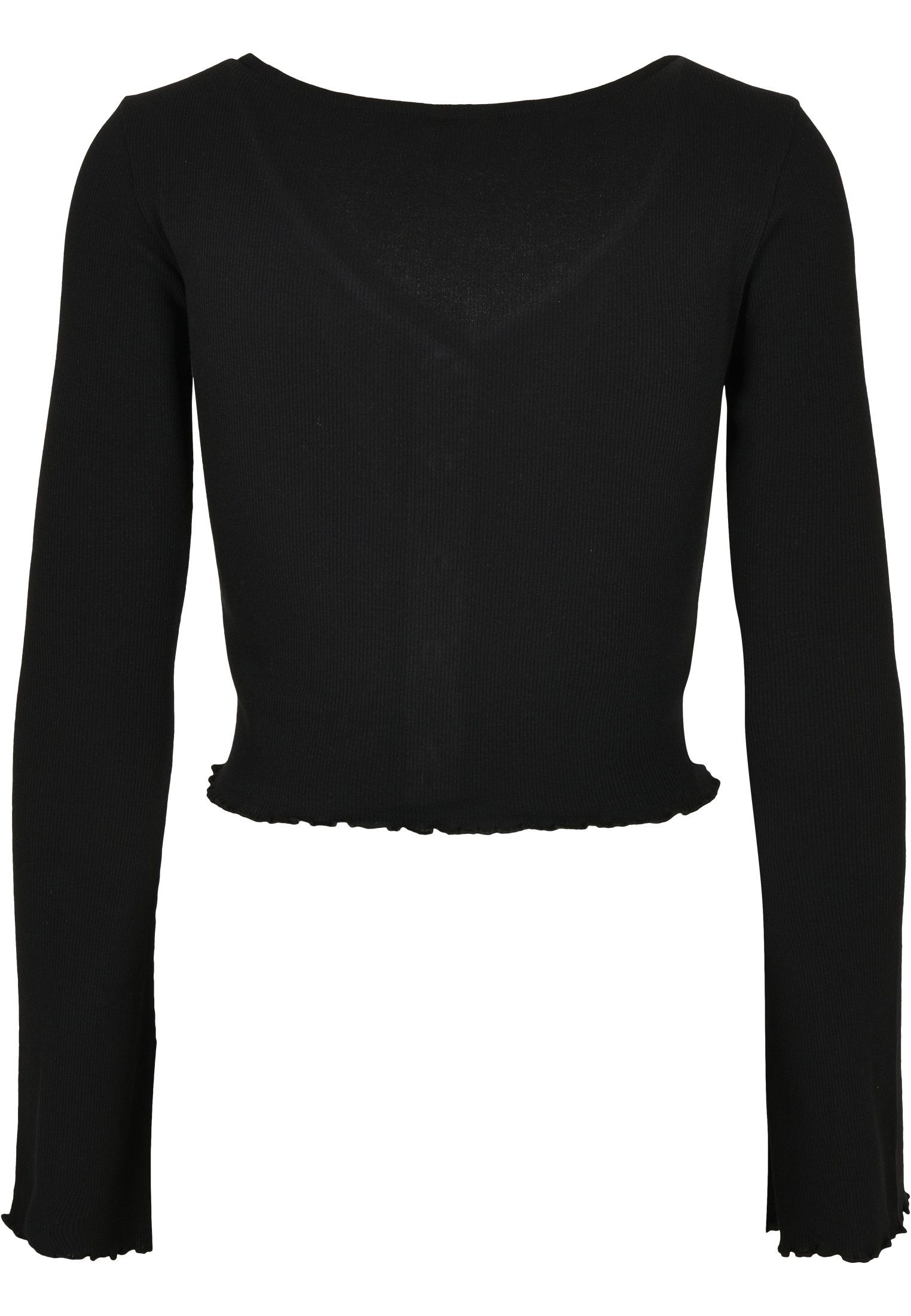 (1-tlg) Cardigan Cropped URBAN Rib Ladies Damen black CLASSICS Langarmshirt
