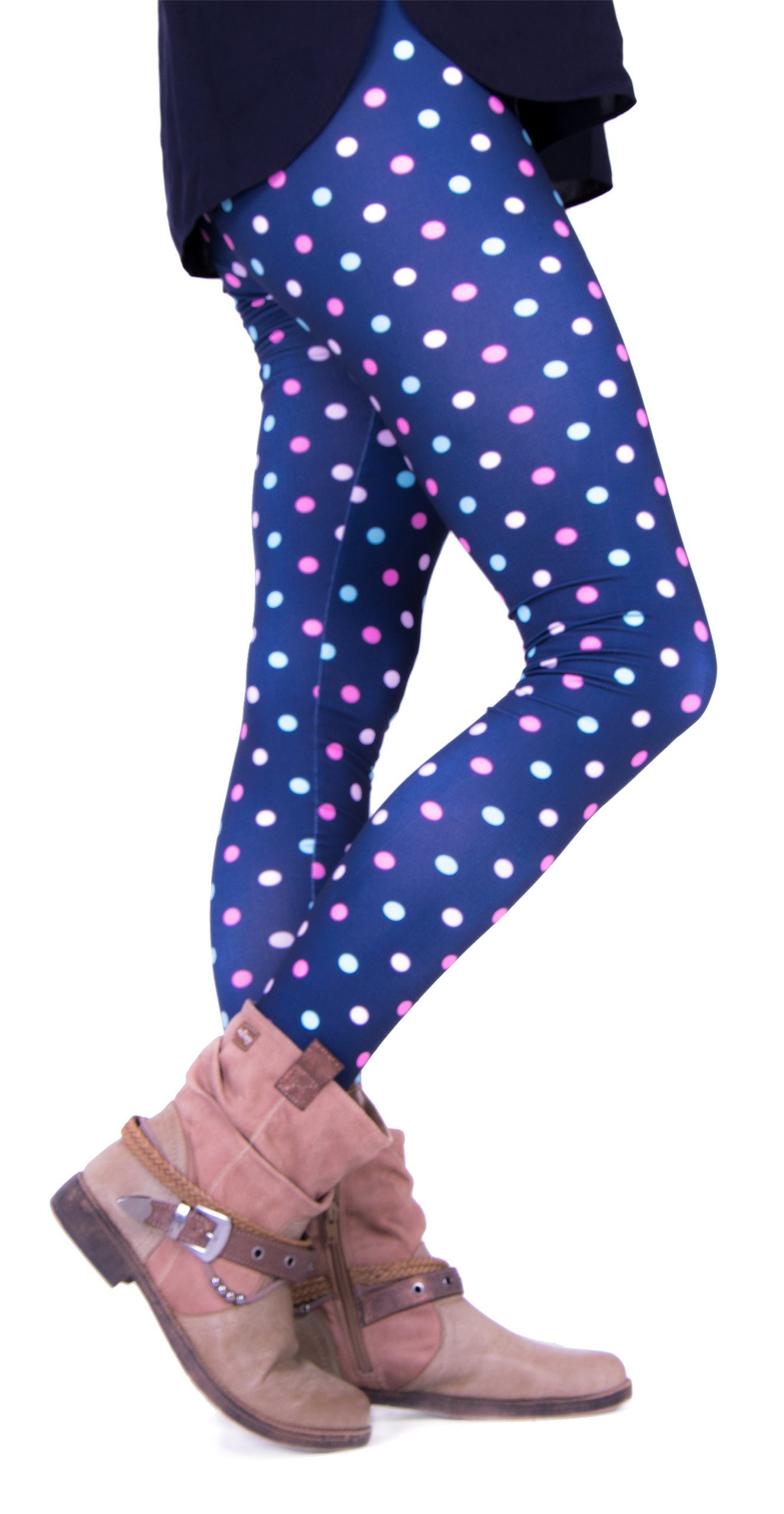 cosey Leggings Bunte Bedruckte Motiv-Leggings (Einheitsgröße) Colorful Dots (farbige Punkte)