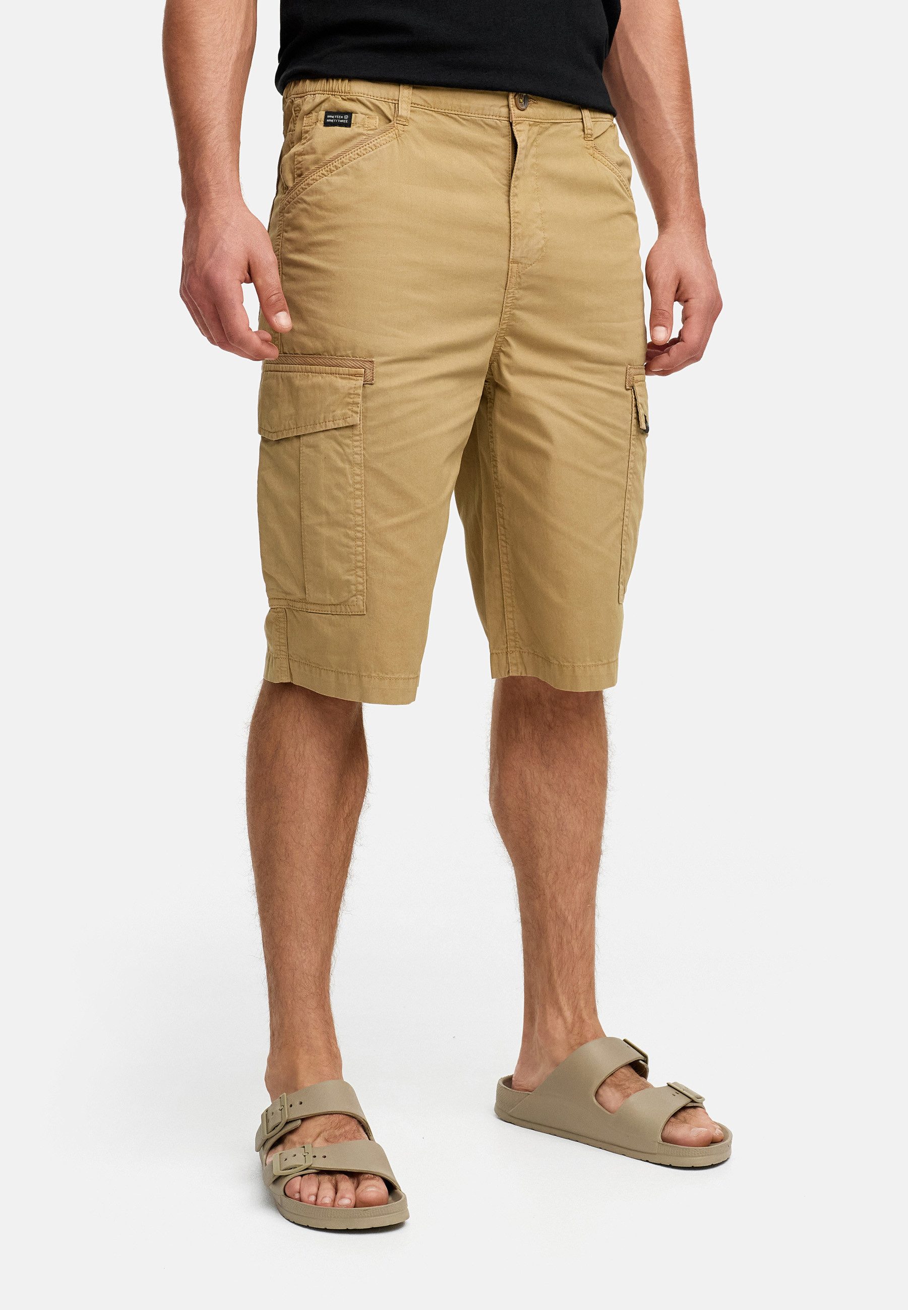 Indicode Cargoshorts Herren INNadim Cargoshorts aus Baumwolle mit elastischen Einsätzen am Bund für eine flexible Passform