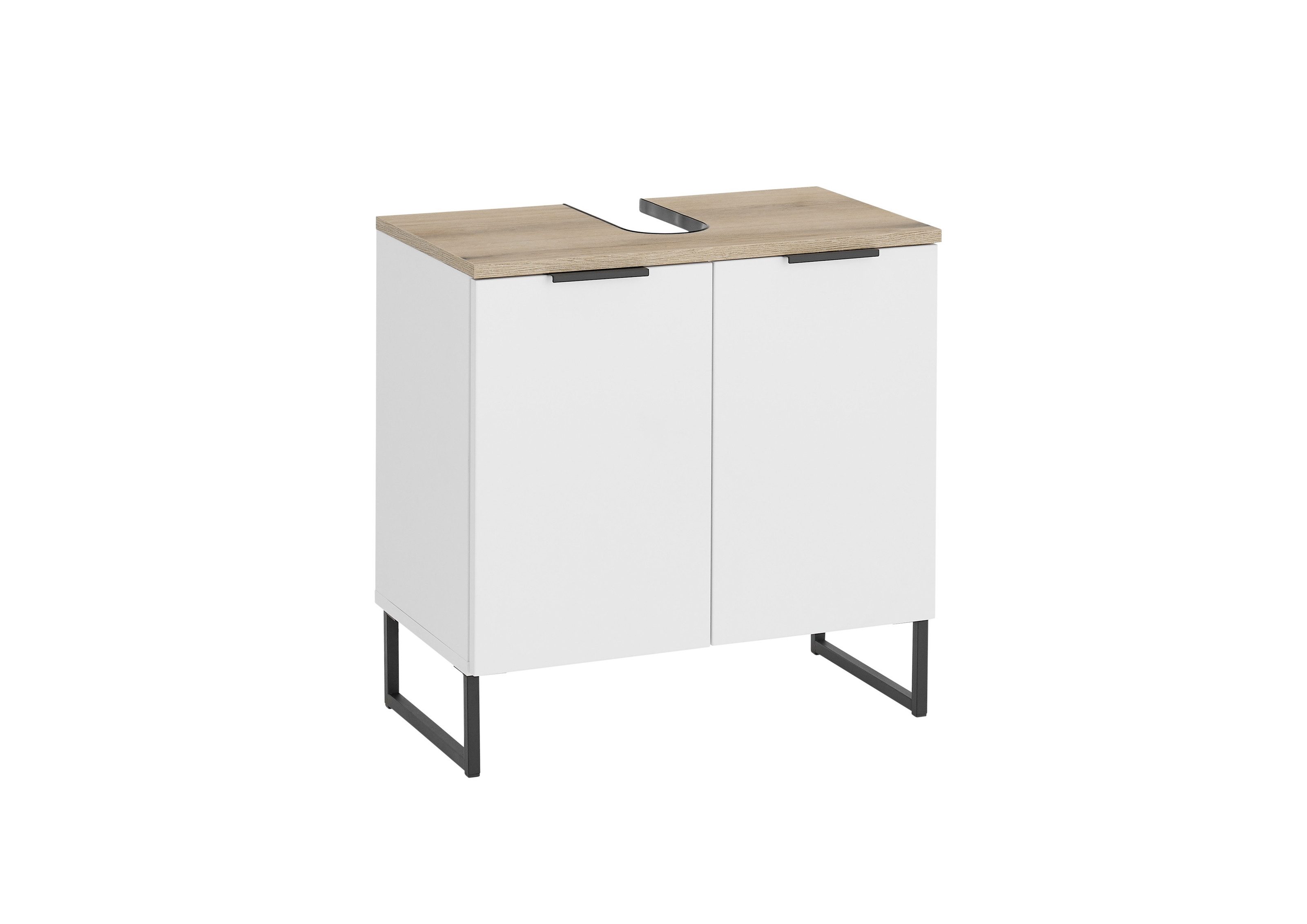PREISBRECHER Waschbeckenunterschrank Denver 2 Türen, weiß matt / Evoke Eich günstig online kaufen