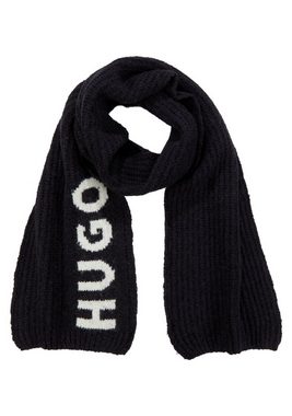 HUGO Schal Slogues_scarf, Extralanger Woll-Mix Schal mit Jacquard-Logo Schriftzug