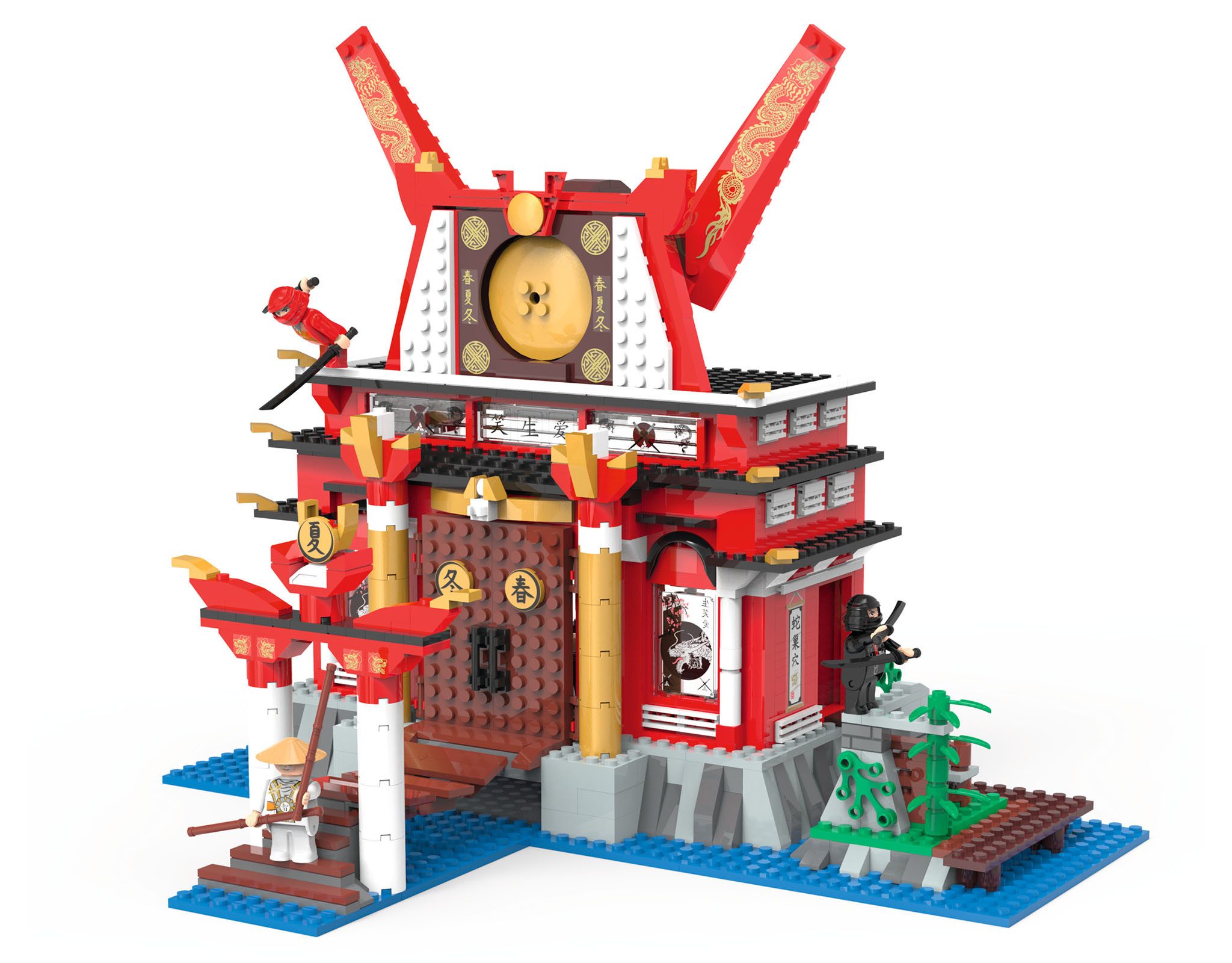 Playtive Playtive Clippys Set Bausteine Spielzeug L 5 Figuren Tempel Ninja Spielbausteine, (Set, Set)