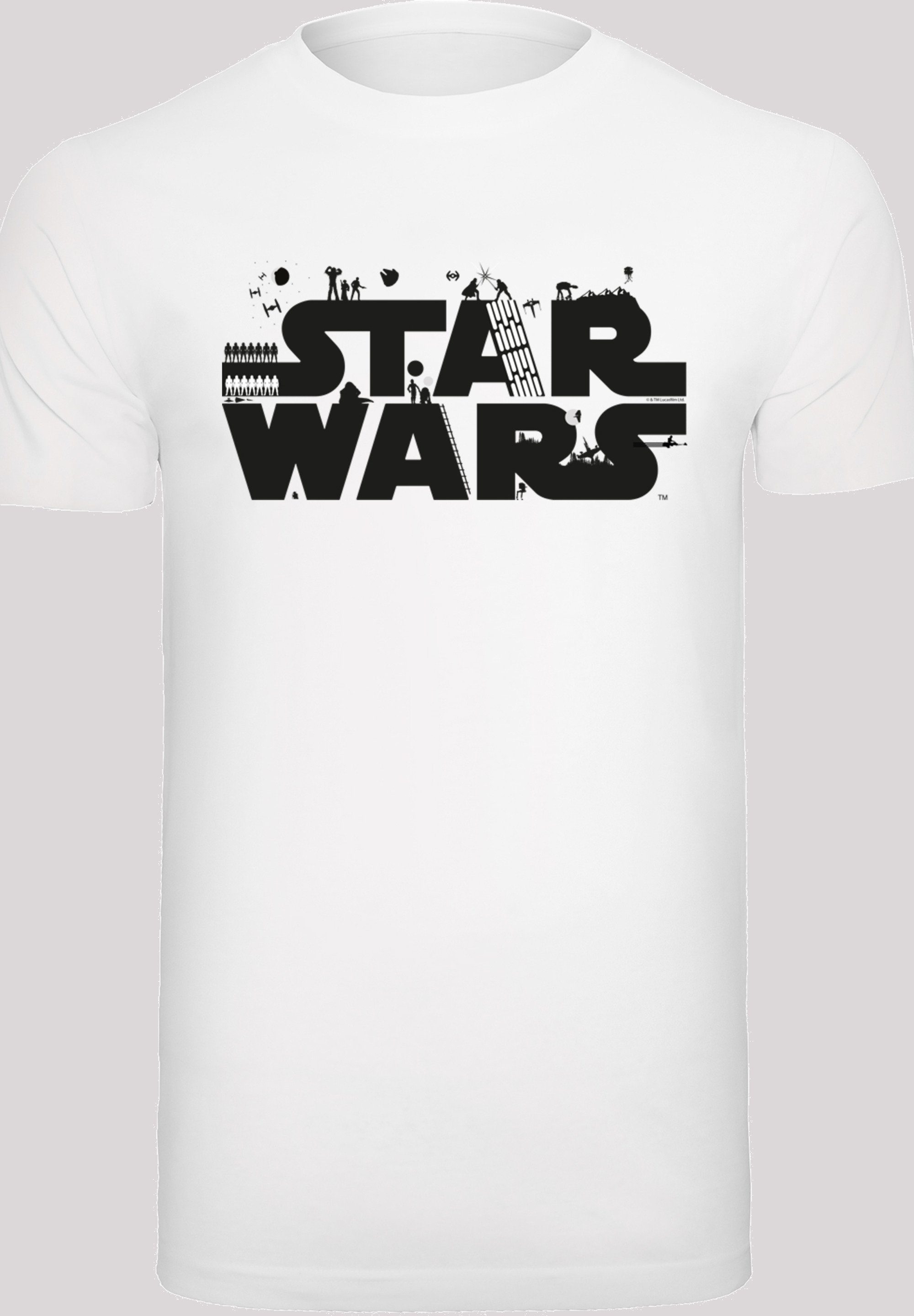 F4NT4STIC Star Neck Logo T-Shirt (1-tlg) Minimalist Herren Round -WHT Kurzarmshirt with Wars