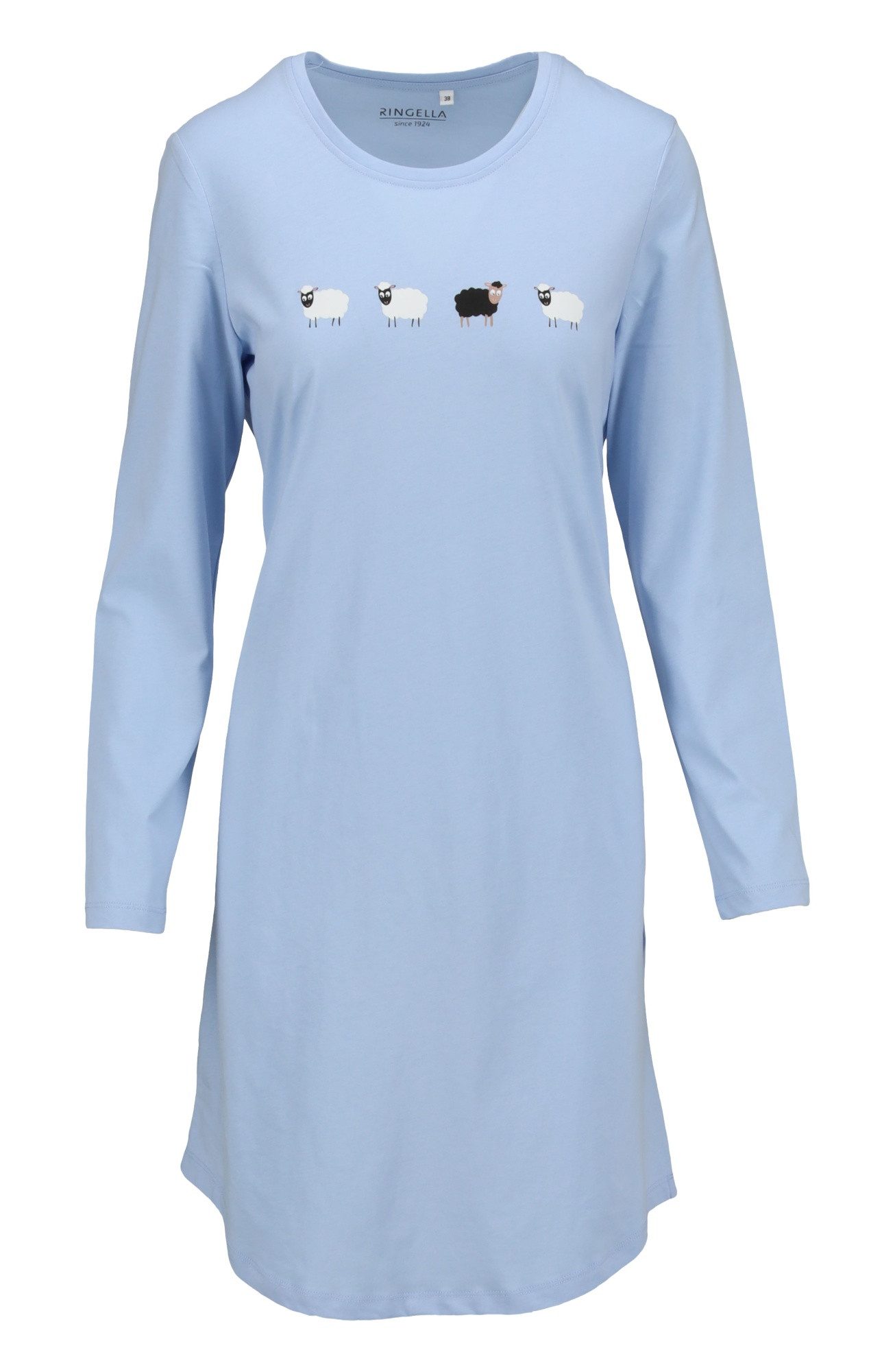 Ringella Nachthemd Langarm Sleepshirt mit Rundhalsausschnitt und Schaf-Motivdruck (1-tlg) Feiner Single Jersyey