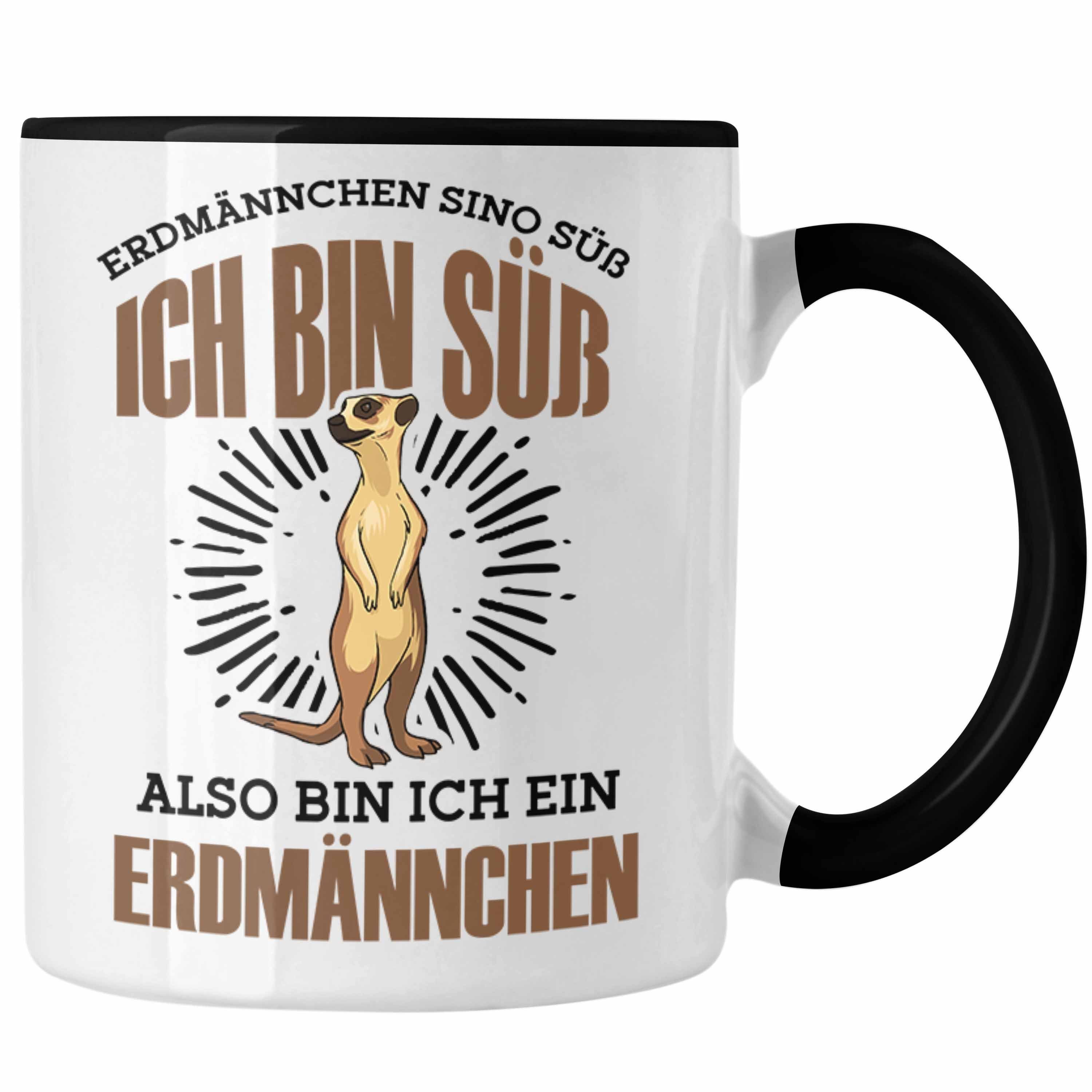 Trendation Tasse Erdmännchen Sind Süß Tasse Geschenk für Tierliebhaber Schwarz