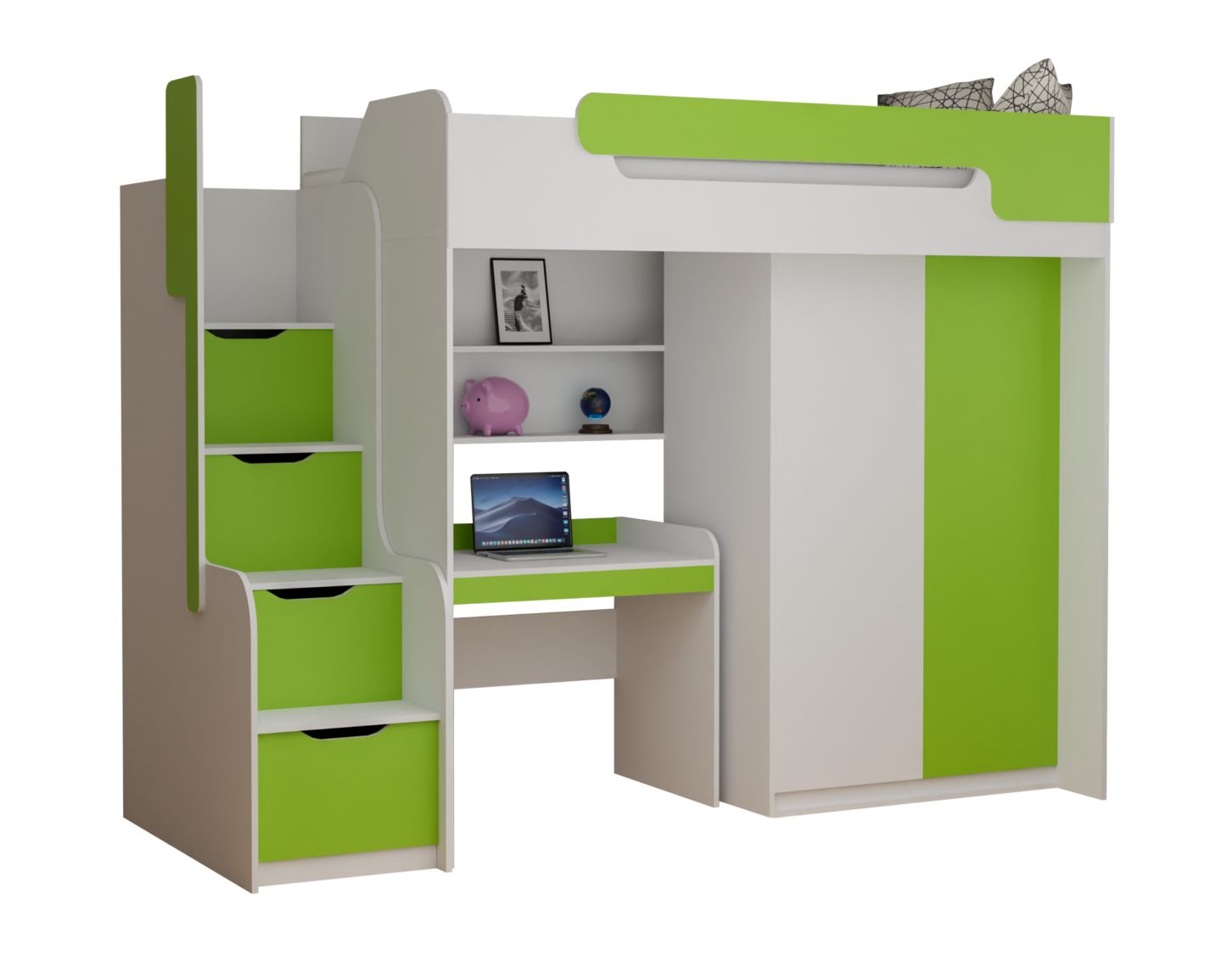 und Hochbett grün DORIAN Möbel-Zeit mit Hochbett Schreibtisch Schrank