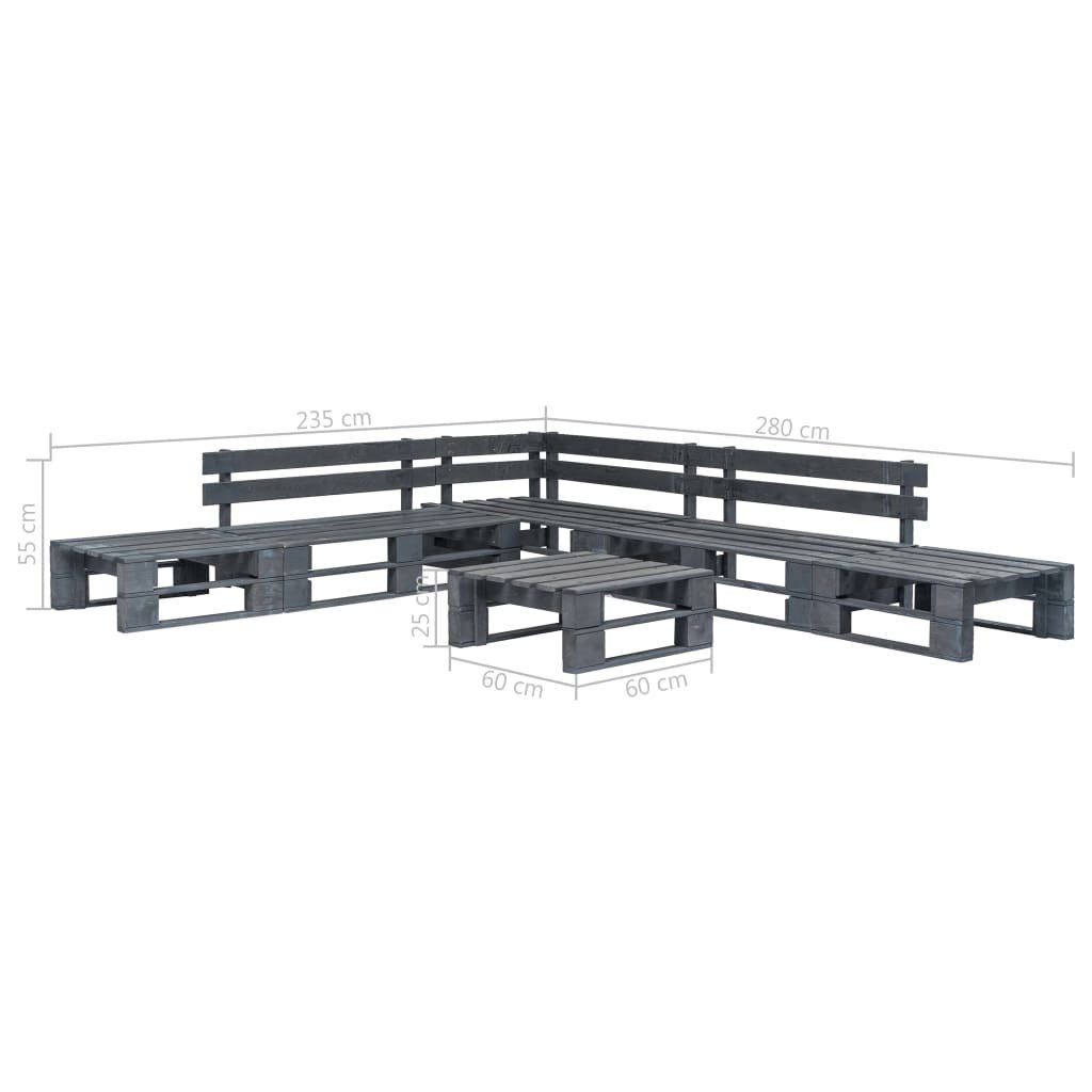 vidaXL Gartenlounge-Set 6-tlg. Garten-Sofagarnitur aus Paletten Holz Grau, (6-tlg)