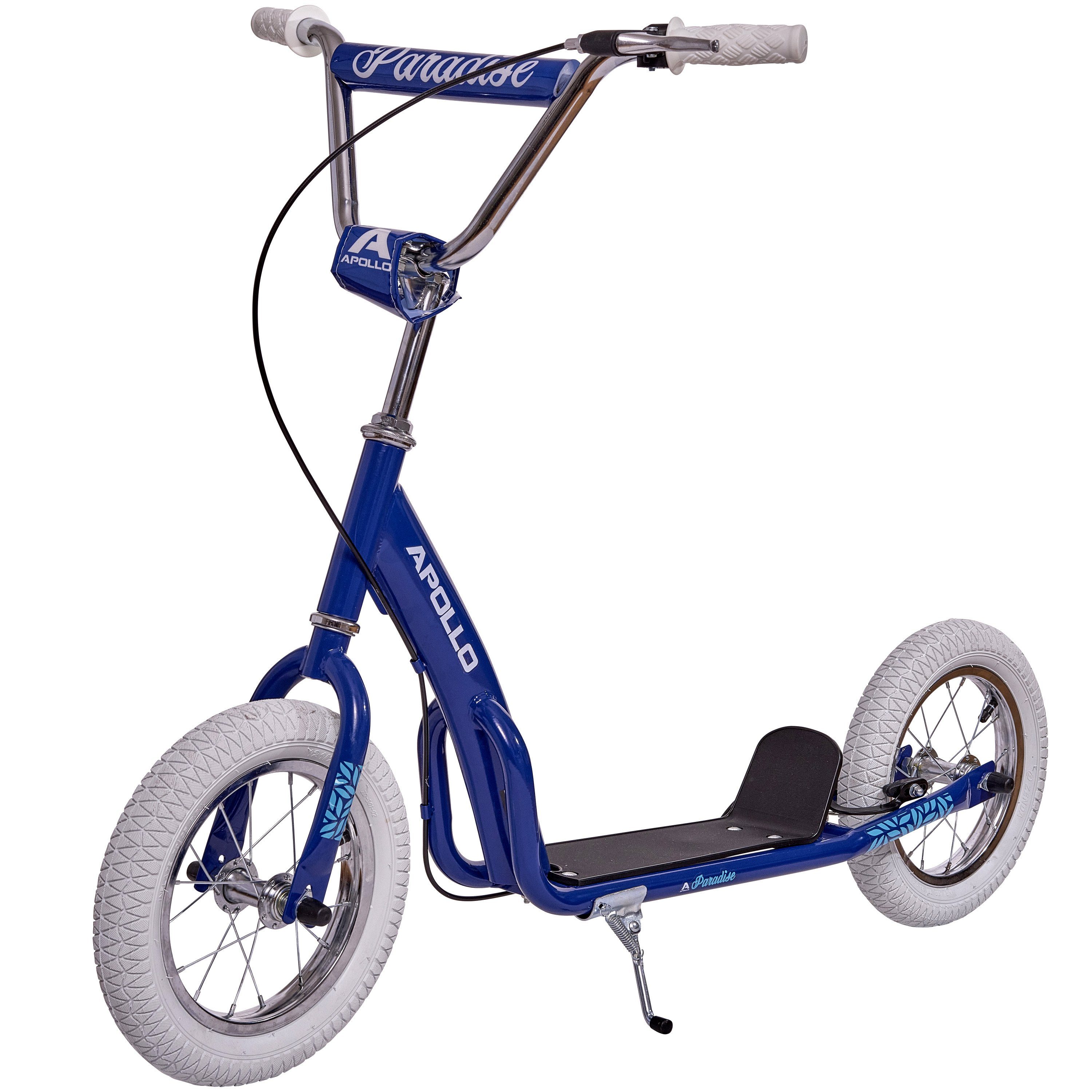 Apollo Scooter Retro Scooter Paradise City Roller mit 12,5 Zoll Luftreifen, Tretroller für Kinder und Jugendliche mit extra breiter Trittfläche