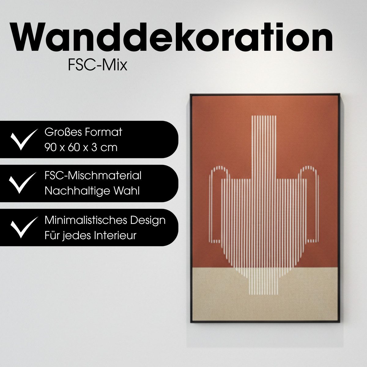 Mica Decorations Wanddekoobjekt Mica Wanddeko Dunkelbraun 90x60 cm