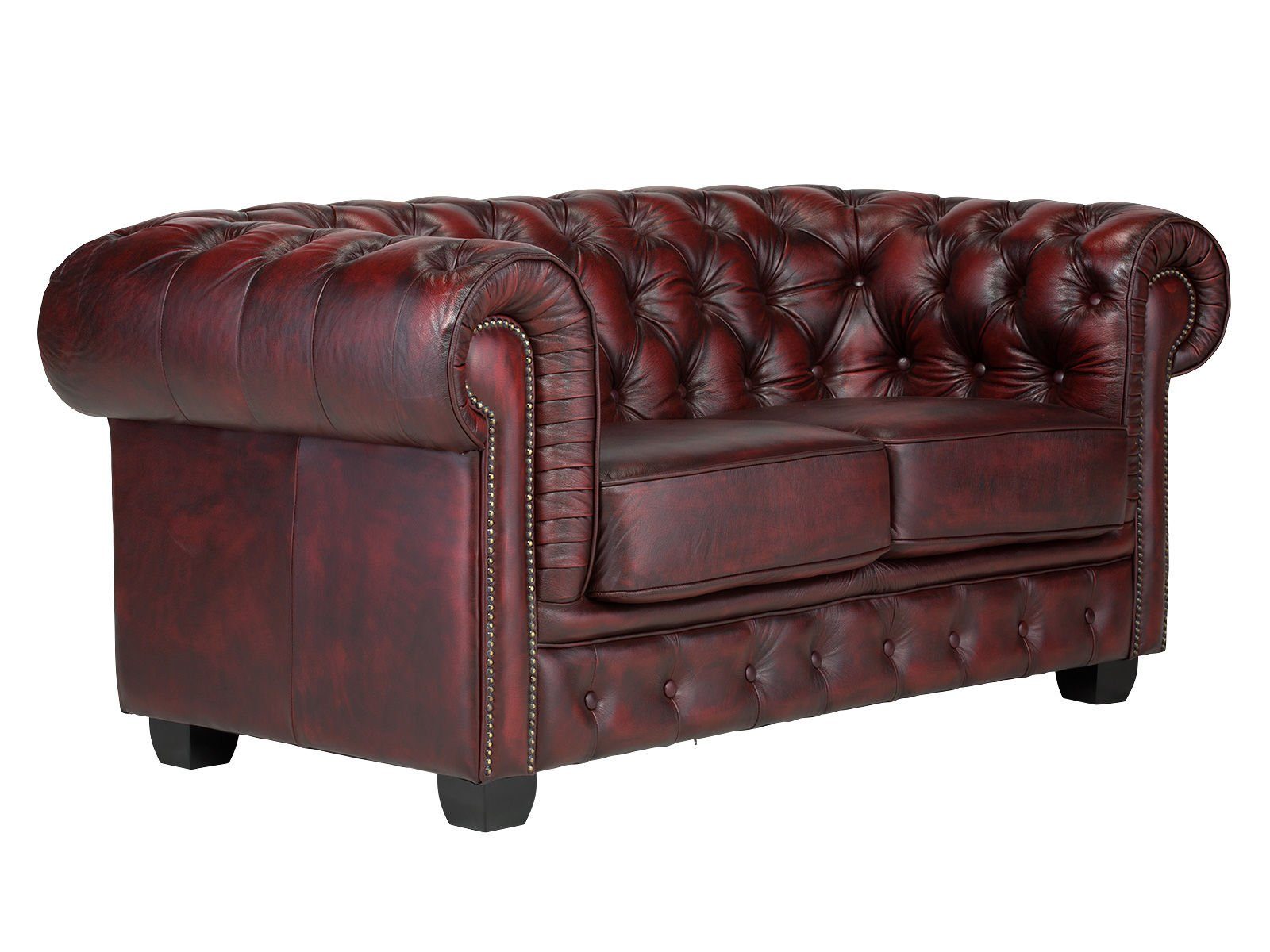 massivum Sofa Chesterfield Big 2-Sitzer Echtleder rot, 1 Teile