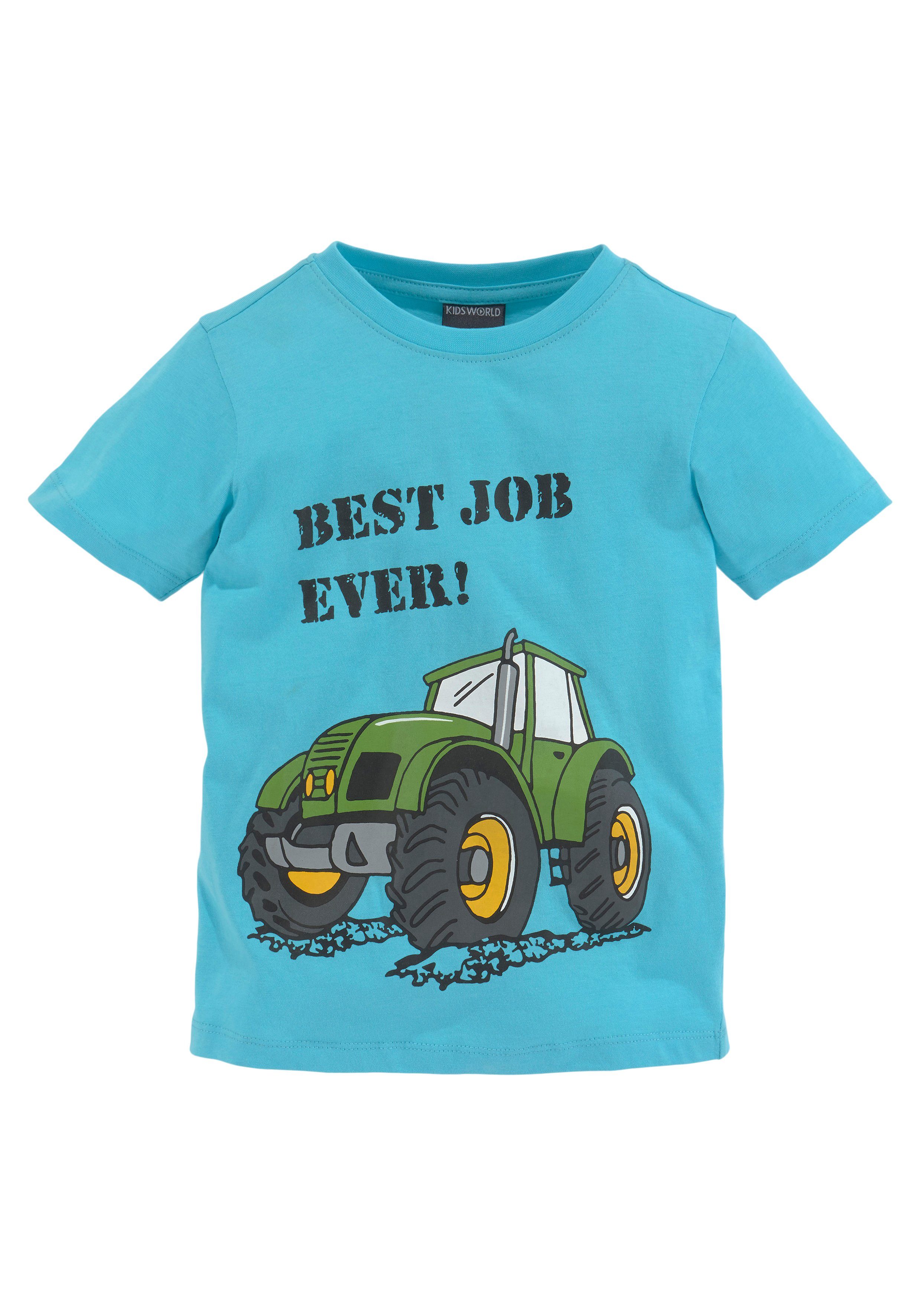 KIDSWORLD T-Shirt BEST JOB EVER! (Packung, 2) kurzärmelig, bedruckt, Rundhalsausschnitt, aus Baumwolle