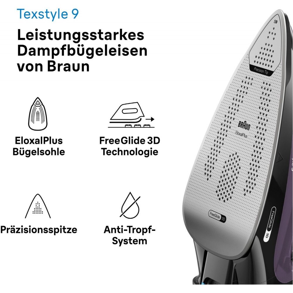 Braun Dampfbügeleisen SI 9661 VI TexStyle 9 Dampfbügeleisen, 3100 W
