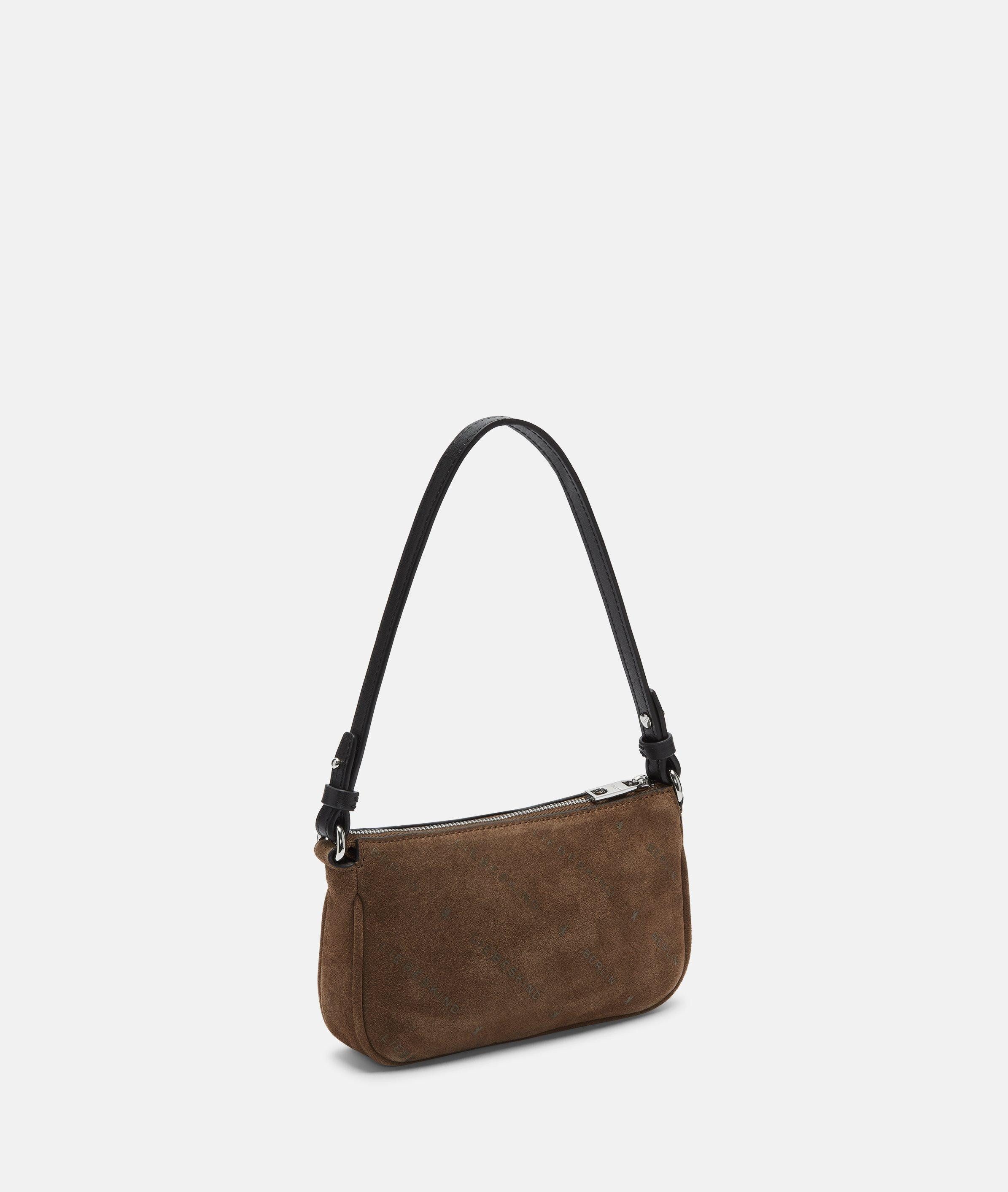Liebeskind Berlin Umhängetasche Monogram Crossbody XS, Umhängetasche aus Veloursleder mit Liebeskind Berlin Schriftzug