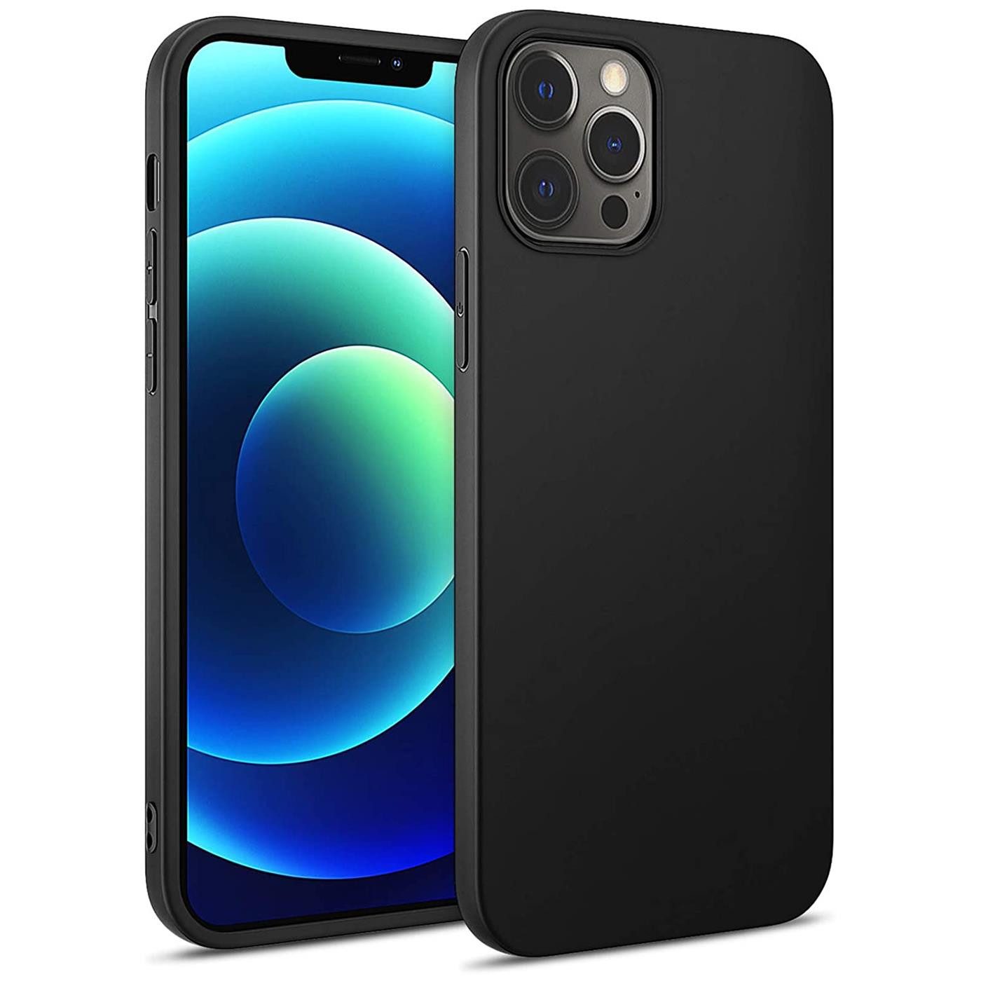 CoolGadget Handyhülle Handy Schutzhülle für Apple iPhone 12 Pro Max matt schwarz 6,7 Zoll, Silikon TPU Hülle Schutz Tasche Cover schlicht Slim Case