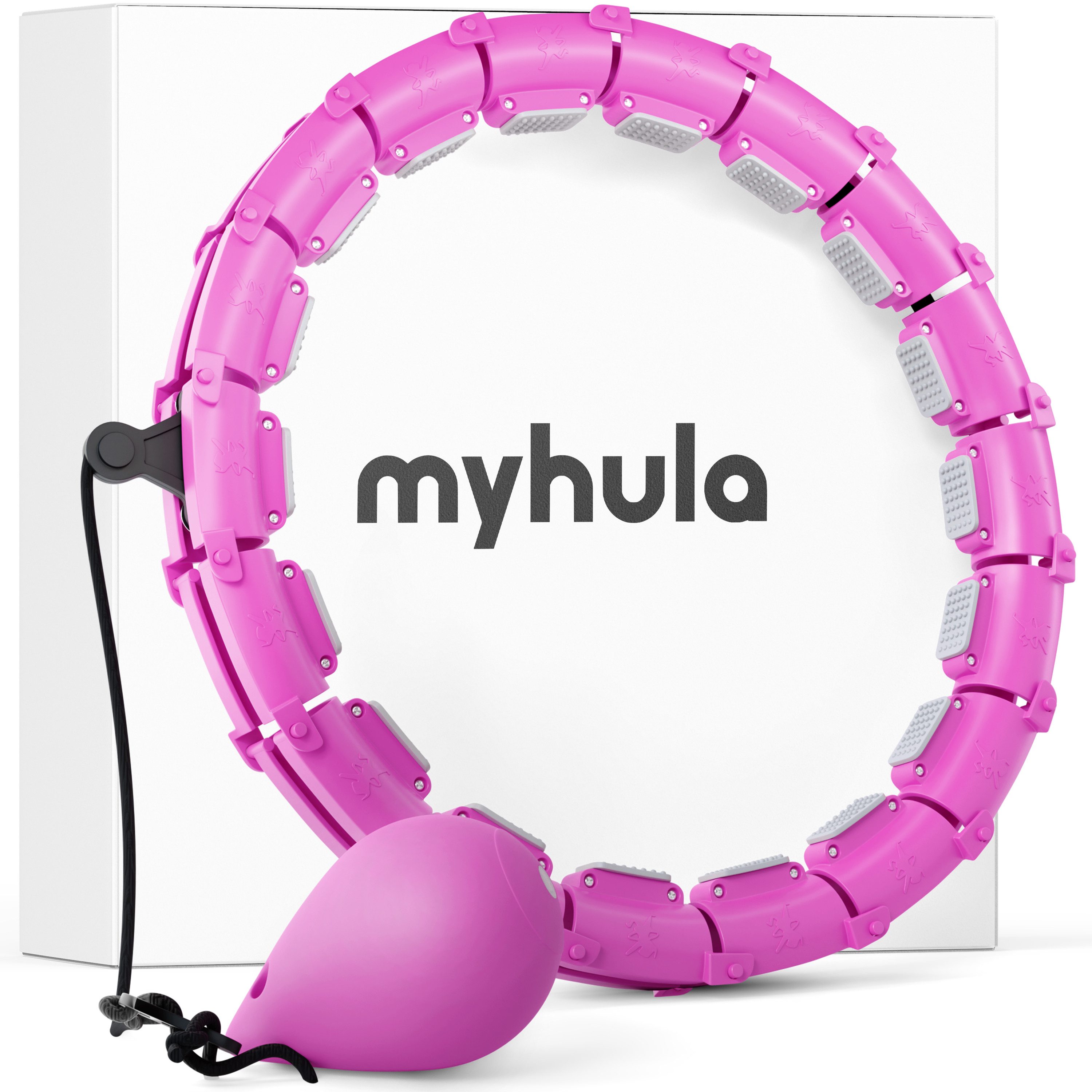 myhula Hula-Hoop-Reifen mit Gewichtsball & Anti-Rutsch Pads (24-tlg) Fitness & Gewichtsverlust