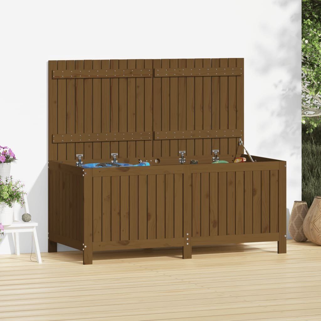 furnicato Gartenbox Gartentruhe Honigbraun 147x68x64 cm Massivholz Kiefer | Boxen