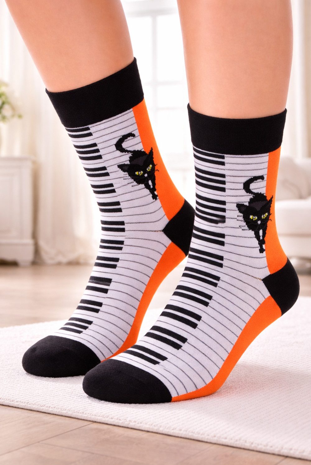 Martinex Socken Bunte Socks Themensocken Strümpfe mit Katzen elastisch, bunt, weich, 35 36 37 38 39 40 41 42 43 44 45 46