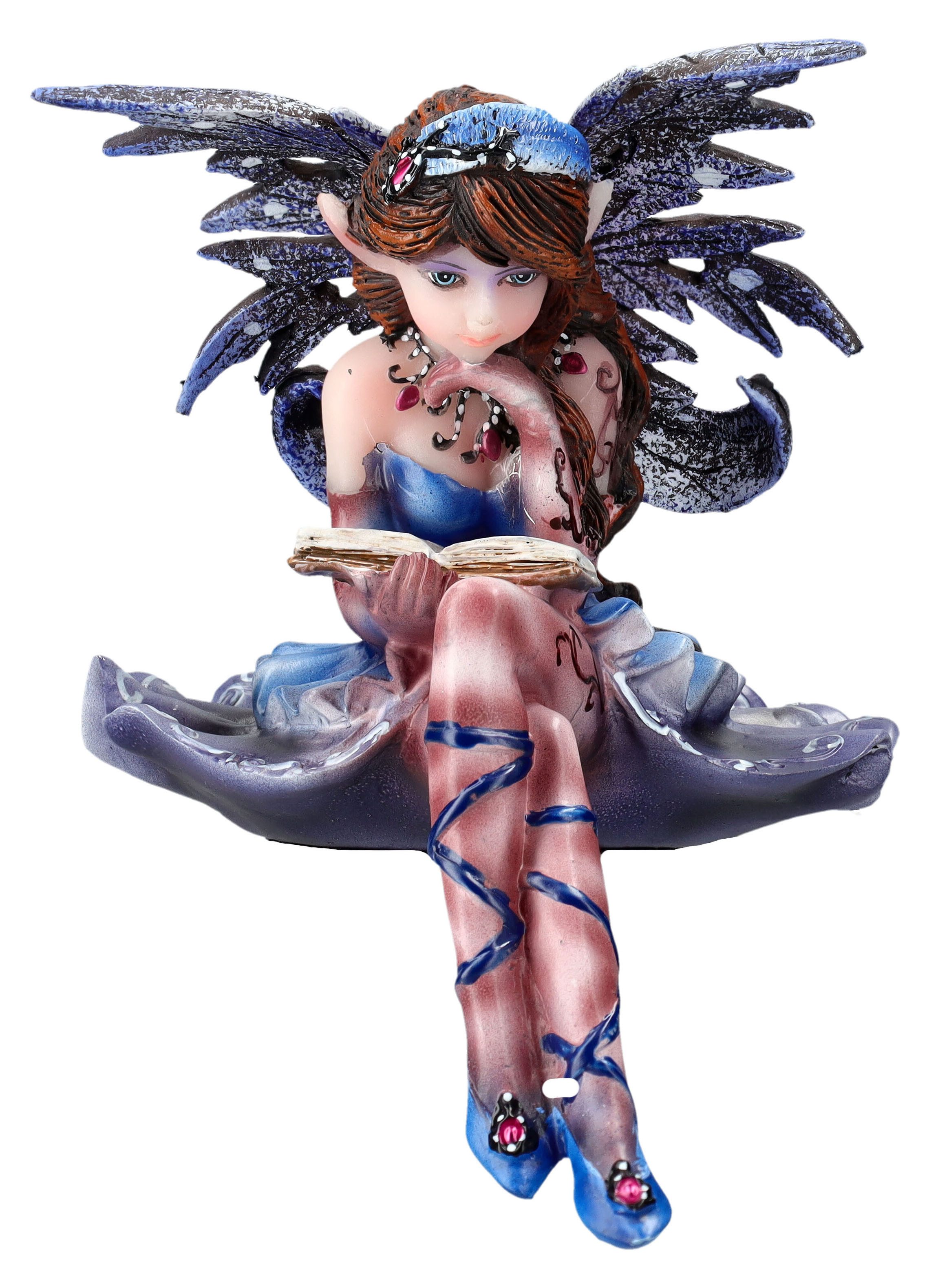 Figuren Shop GmbH Dekofigur Elfen Figur Kantenhocker - Winter Fee - Fantasy Dekofigur Dekoration