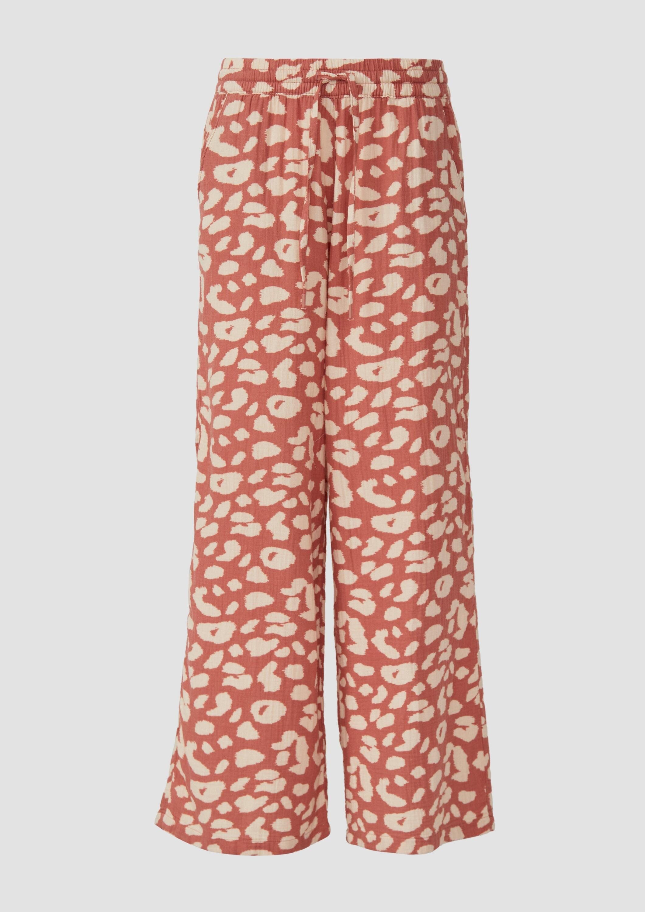 QS Chinos Hose Wide-Leg-Hose aus Musselin