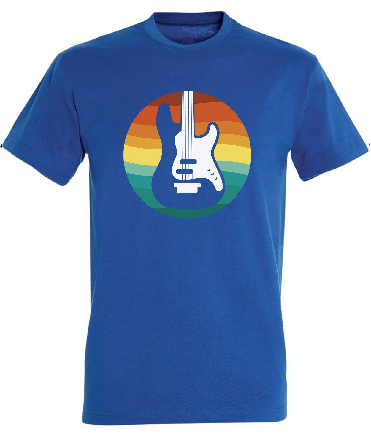 T-Shirt Herren Print Shirt - Retro Gitarren Brustprint