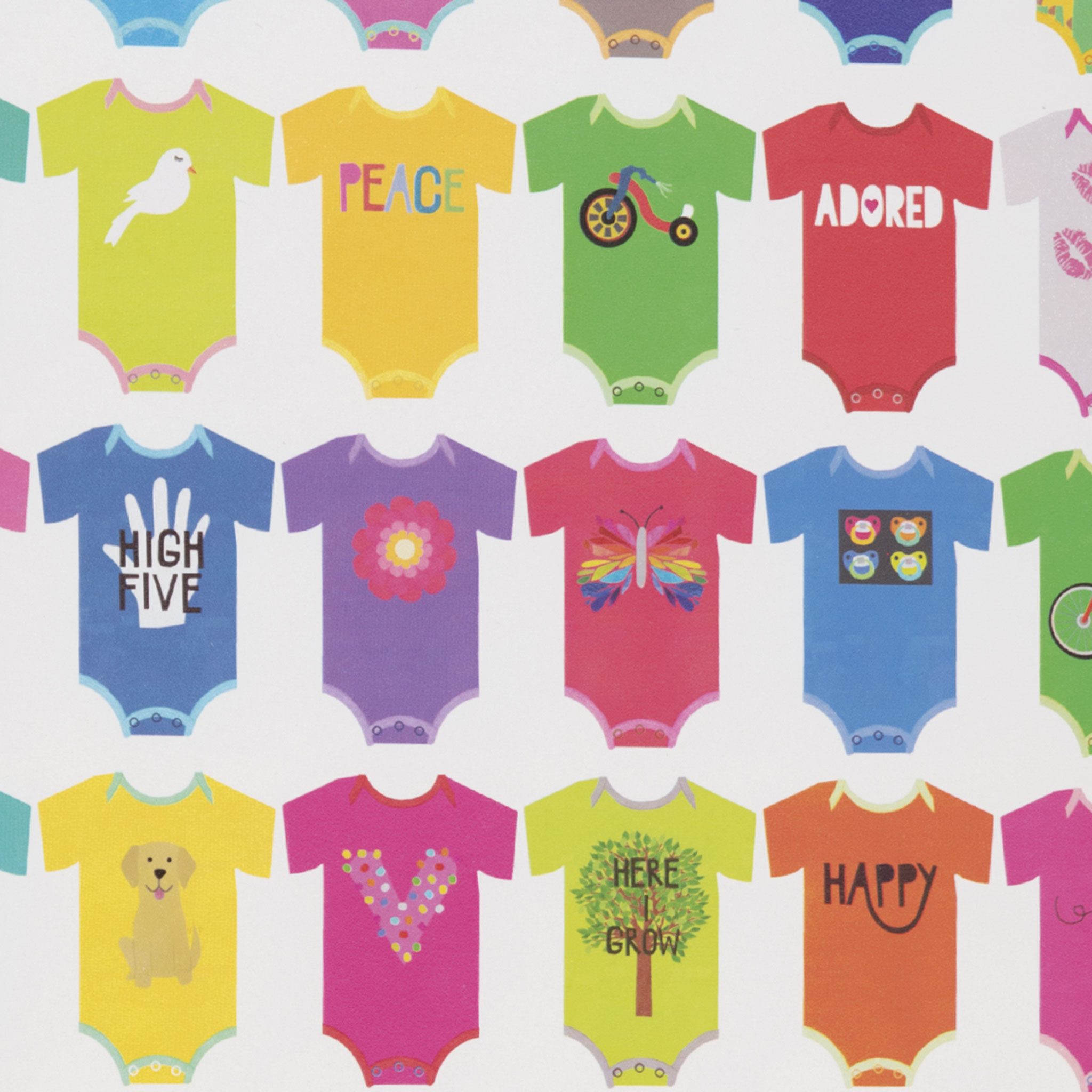 Star Geschenkpapier, Geschenkpapier Baby Strampler 70cm x 2m Rolle bunt