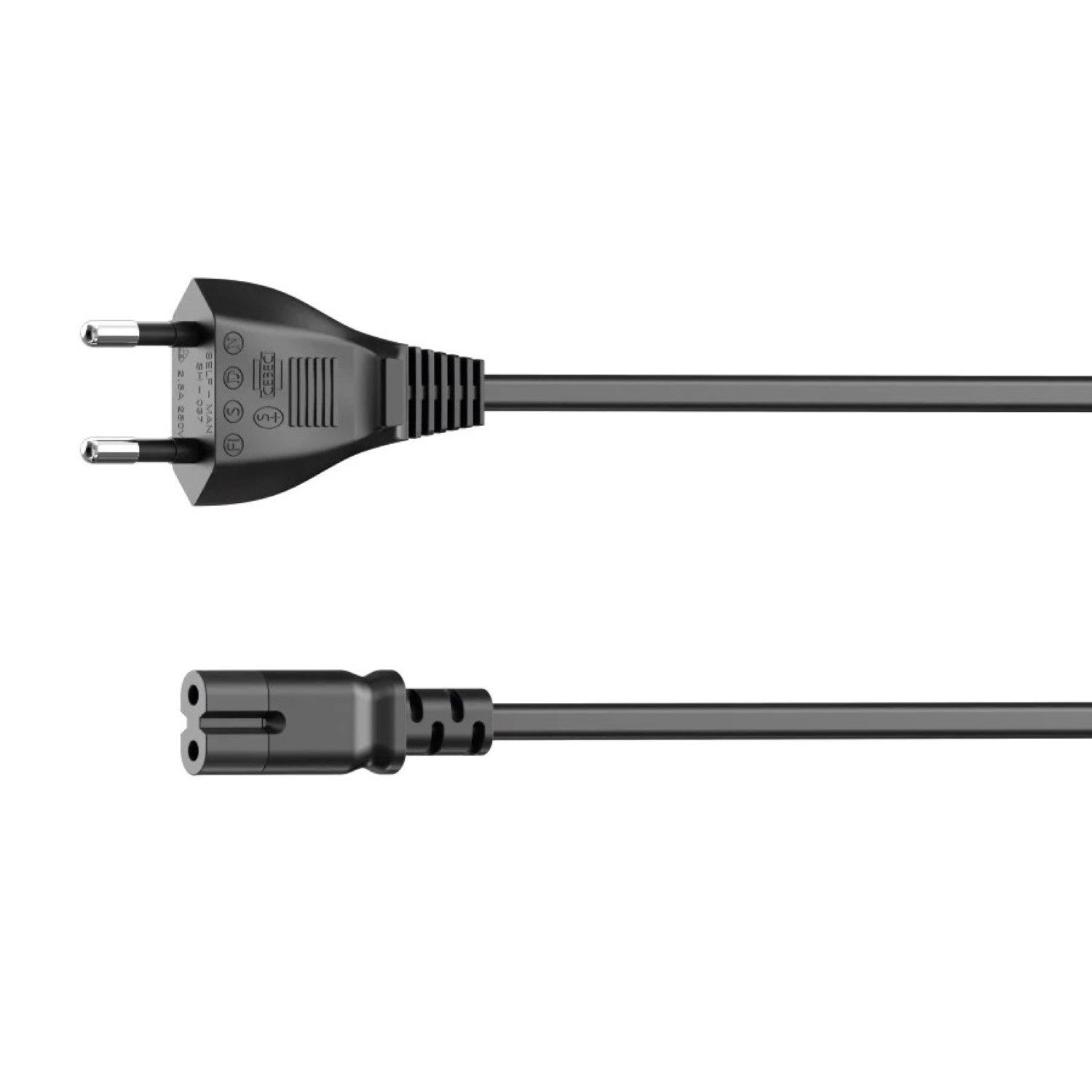 Hama 5m Euro-Stecker Netz-Kabel Strom-Kabel Stromkabel, Euro-Stecker, 2-Pol.-Kupplung (500 cm), Dopplenut Geräte-Kupplung Typ C CEE 7/16 für Konsole TV Radio etc