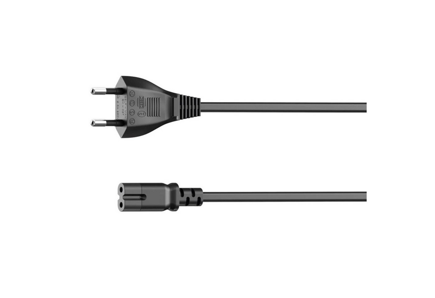 Hama 5m Euro-Stecker Netz-Kabel Strom-Kabel Stromkabel, Euro-Stecker, 2-Pol.-Kupplung (500 cm), Dopplenut Geräte-Kupplung Typ C CEE 7/16 für Konsole TV Radio etc