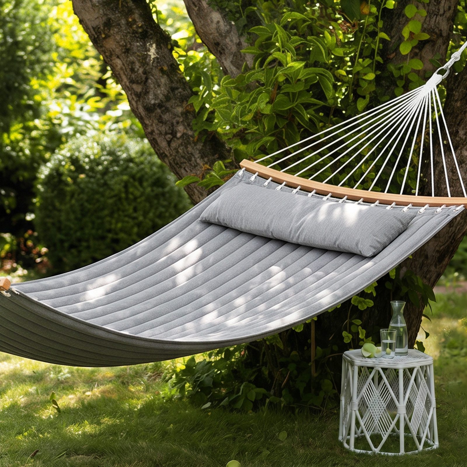 Sekey Hängematte Doppelhängematte mit Kissen, bis 200 kg belastbar für 2 Personen, XXL Hängesessel Doppel für Garten, Balkon, Camping und Outdoor