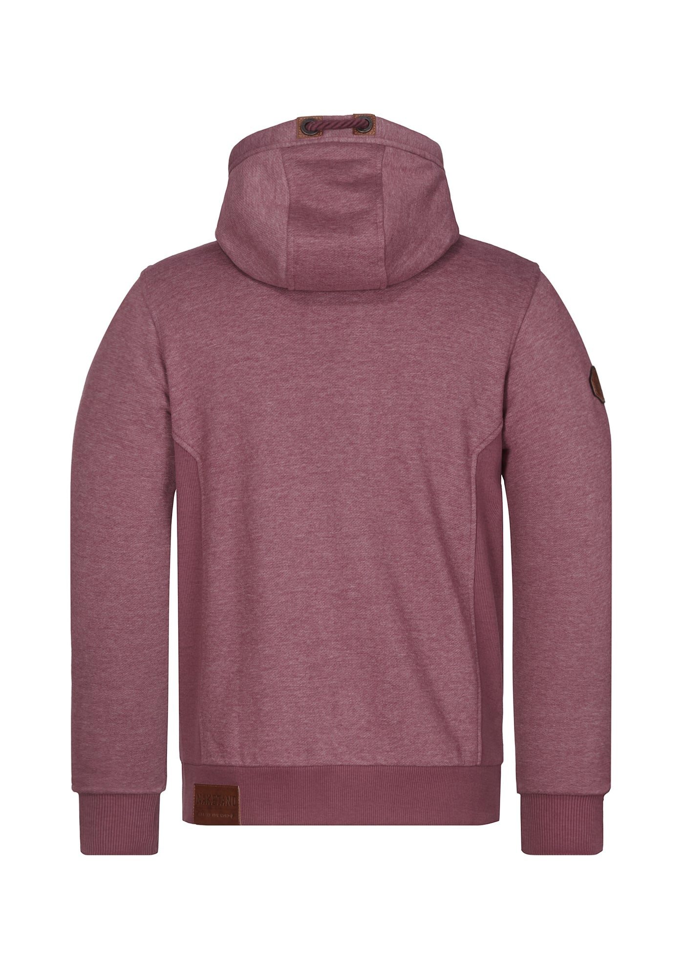 naketano Sweatjacke Herren mit Kapuze, breiter Stehkragen, melierte Sweatware, Kordelzug Eingrifftaschen, Rippbündchen, Kunstleder-Logo, casual, Streetwear