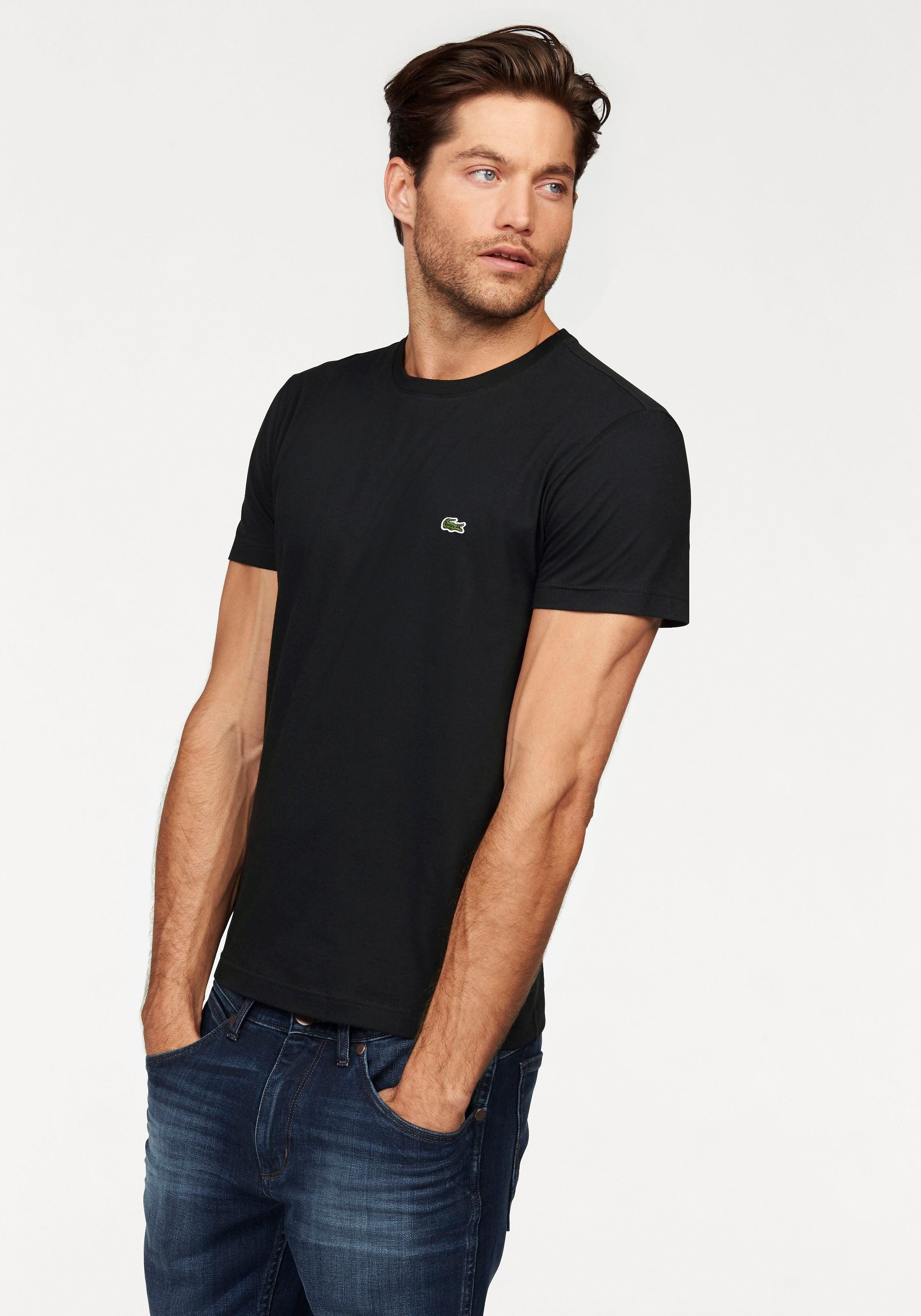 Lacoste schwarz Rundhalsausschnitt mit T-Shirt (1-tlg)