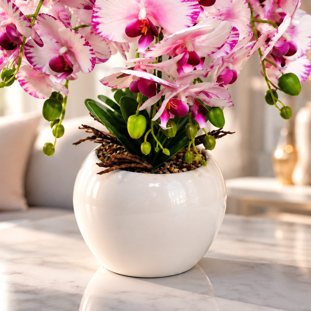 Kunstorchidee PASCH® Orchidee künstlich wie echt in Hochglanz-Keramiktopf Orchidee, PASCH, Hochglanz Keramiktopf – Bild 4 von 5