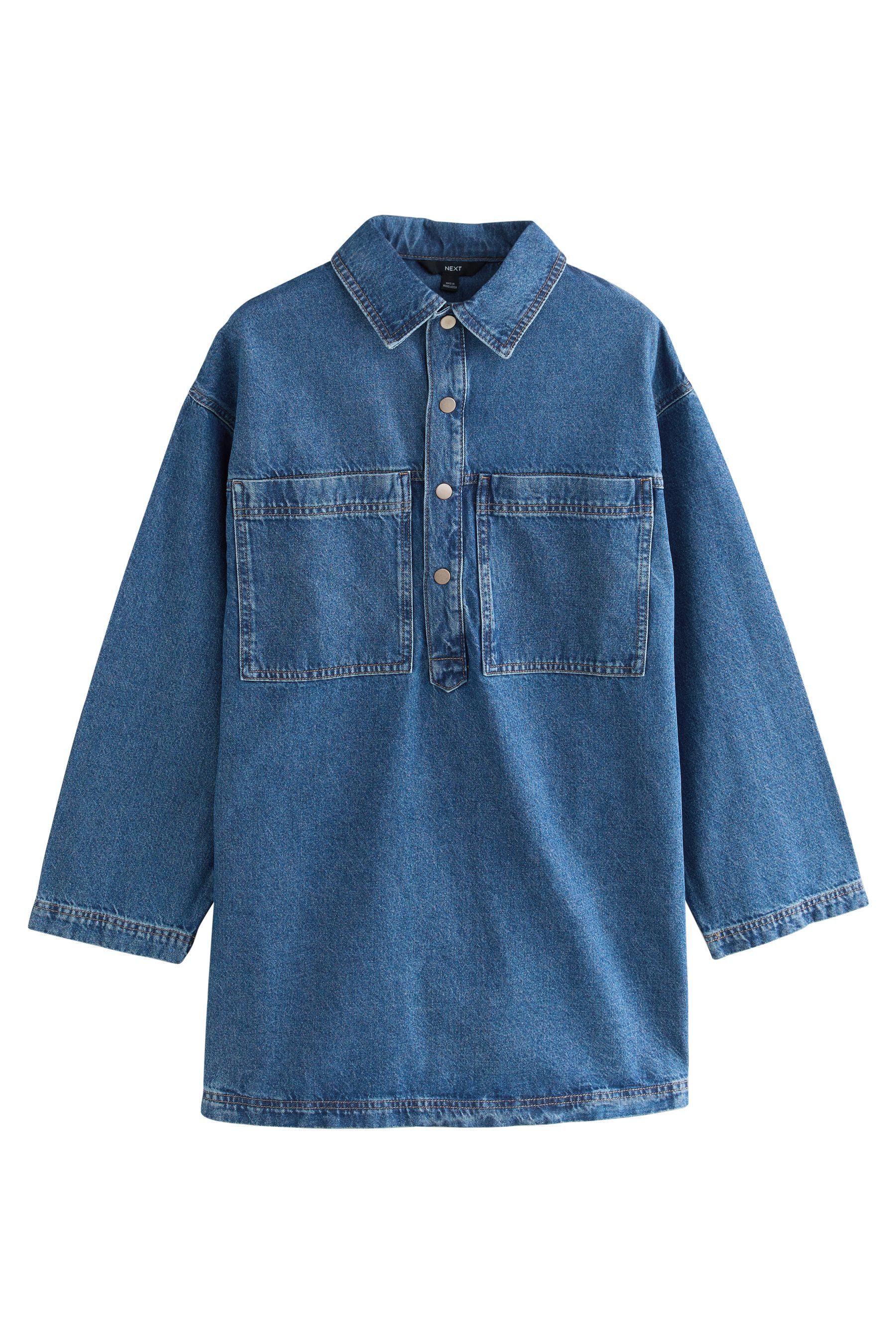 Next Minikleid Langärmeliges Denim-Minikleid im Utility-Stil (1-tlg) günstig online kaufen