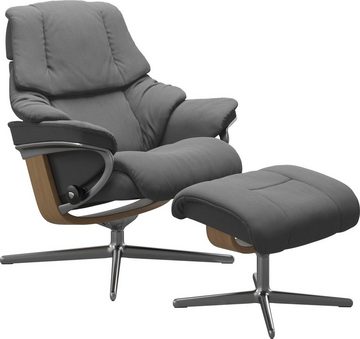 Stressless® Relaxsessel Reno (Set, Relaxsessel mit Hocker), mit Hocker, mit Cross Base, Größe S, M & L, Holzakzent Eiche