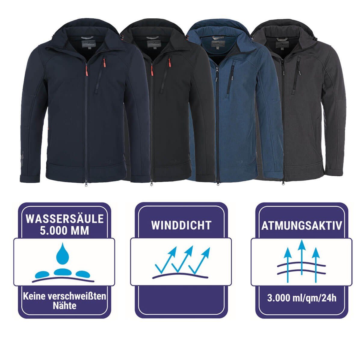 Kapuze Outdoor-Jacke Jacke Abnehmbare Bent Herren - Softshelljacke blue Wave Blue Übergangsjacke nights