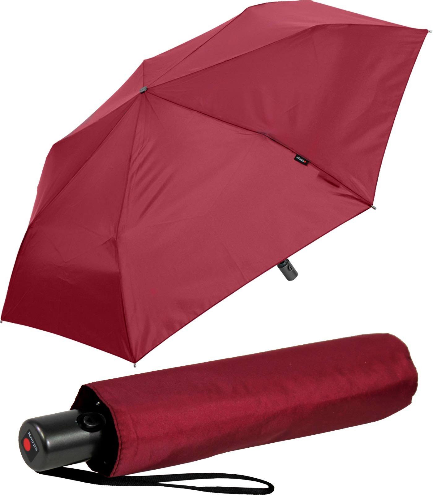 Knirps® Taschenregenschirm Slim Duomatic leicht Automatik, dabei, immer klein mit Auf-Zu in passt und Tasche bordeaux jede