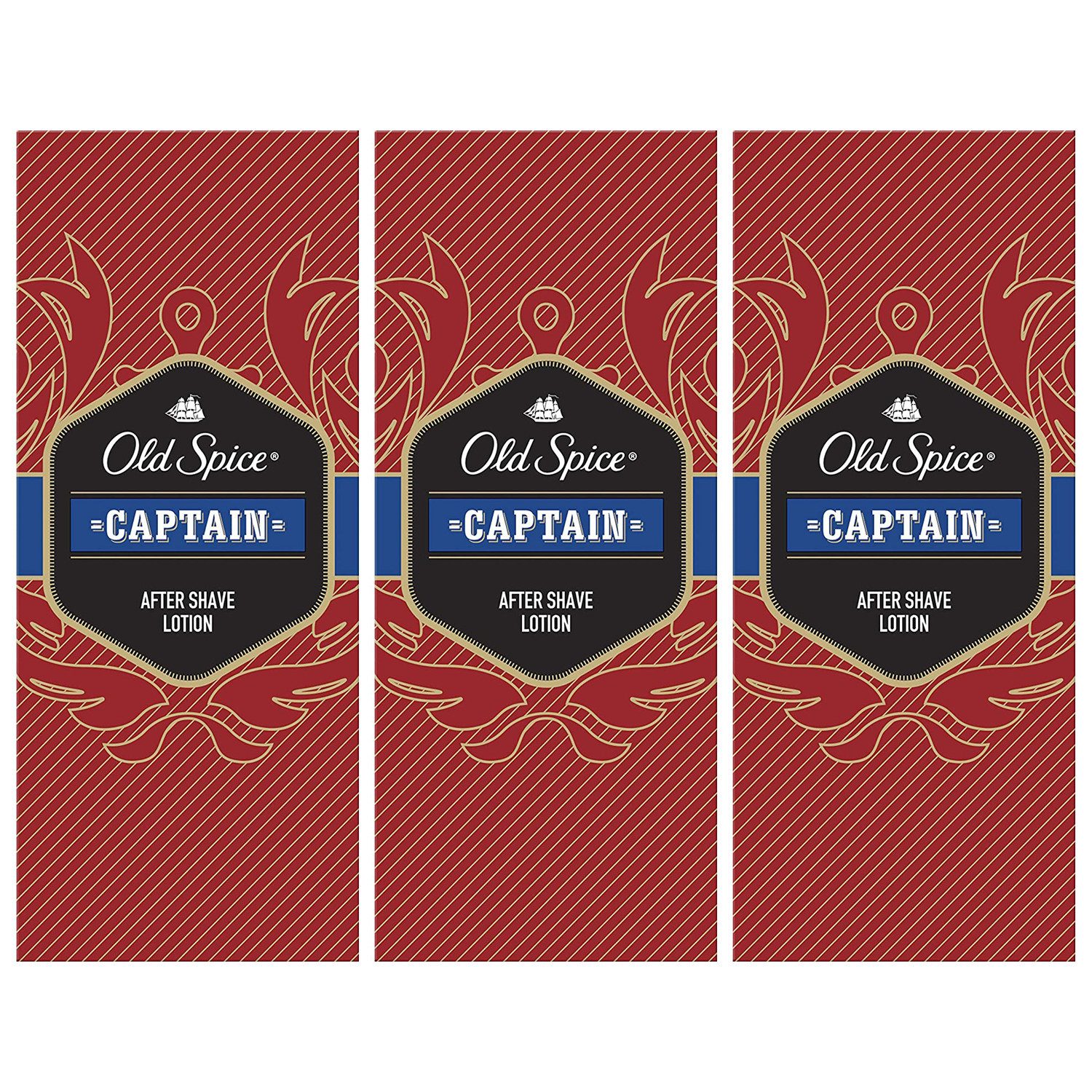 Old Spice After-Shave 3 x Old Spice Captain After Shave Lotion jeweils 100ml Rasierwasser