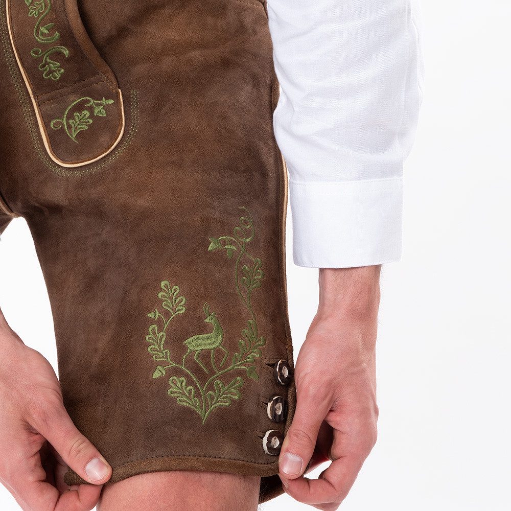 HerzSticht Trachtenlederhose Herren Trachten Lederhose (Modell: Geissberg) (Set, 1-tlg., MIt Gürtel)