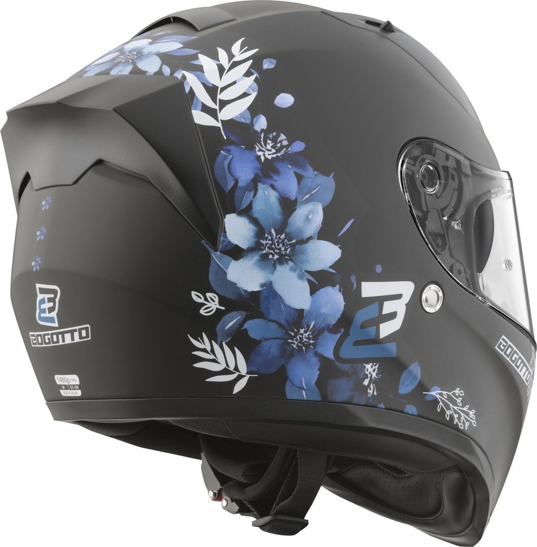 Bogotto Motorradhelm H128 Fiori Helm, Geeignet Für Brillenträger,herausnehmbares Innenfutter,integriert – Bild 4 von 5