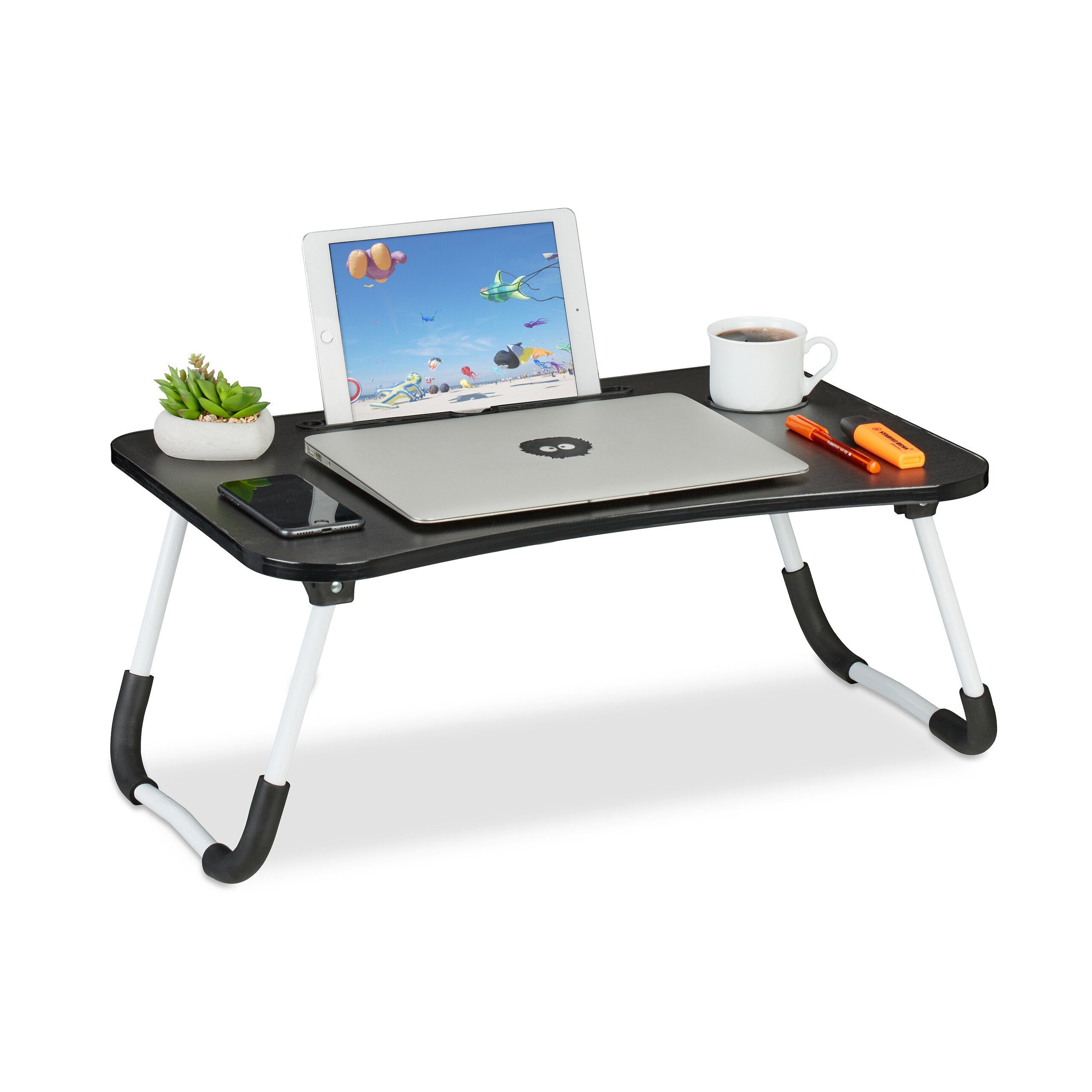 relaxdays Laptoptisch mit Tablet & Getränkehalt günstig online kaufen