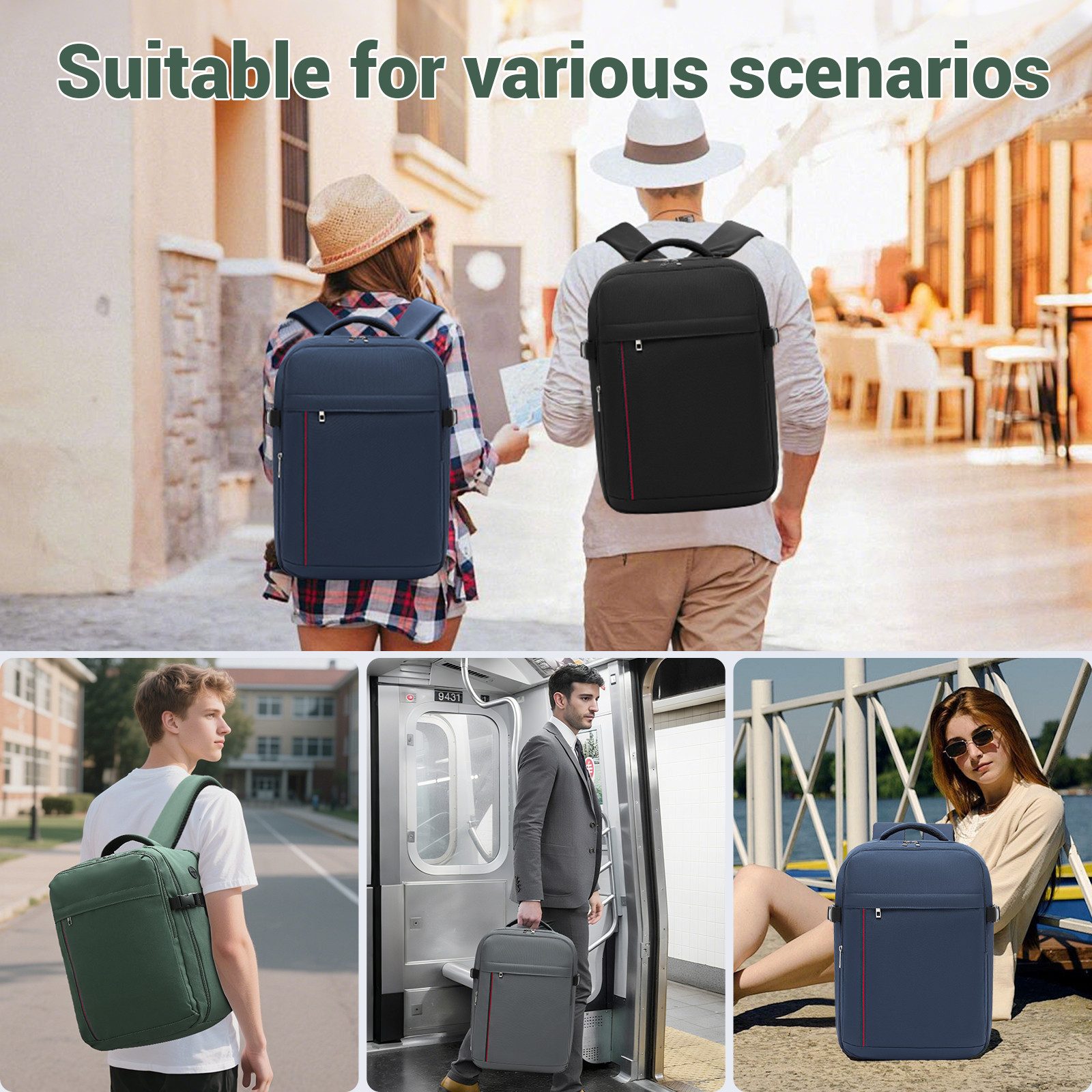 KONO Rucksack Kabinentasche für Ryanair – Handgepäck-Rucksack, 40x30x20 cm, 25 Liter