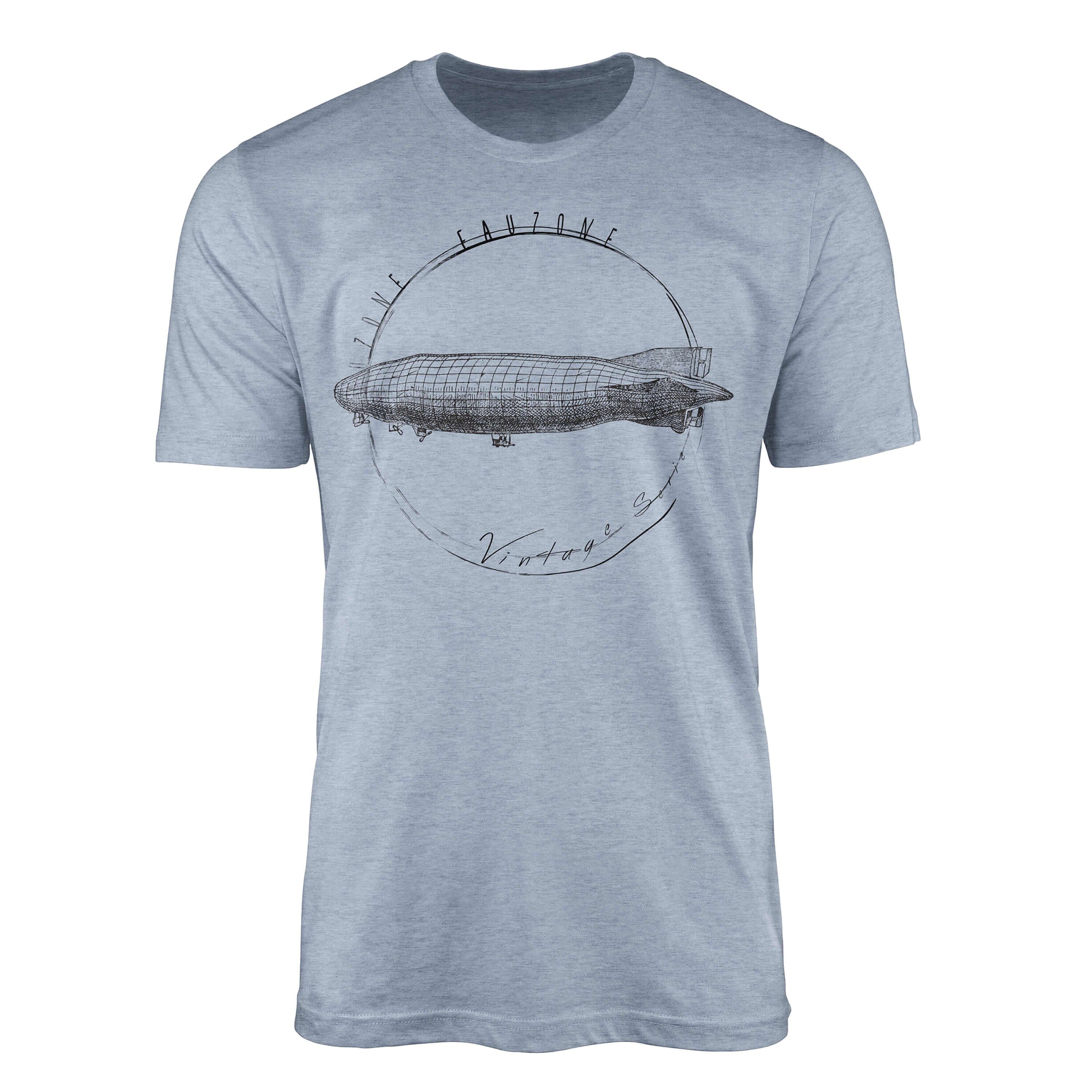 Sinus Art T-Shirt Vintage Herren T-Shirt Zeppelin Stonewash Denim